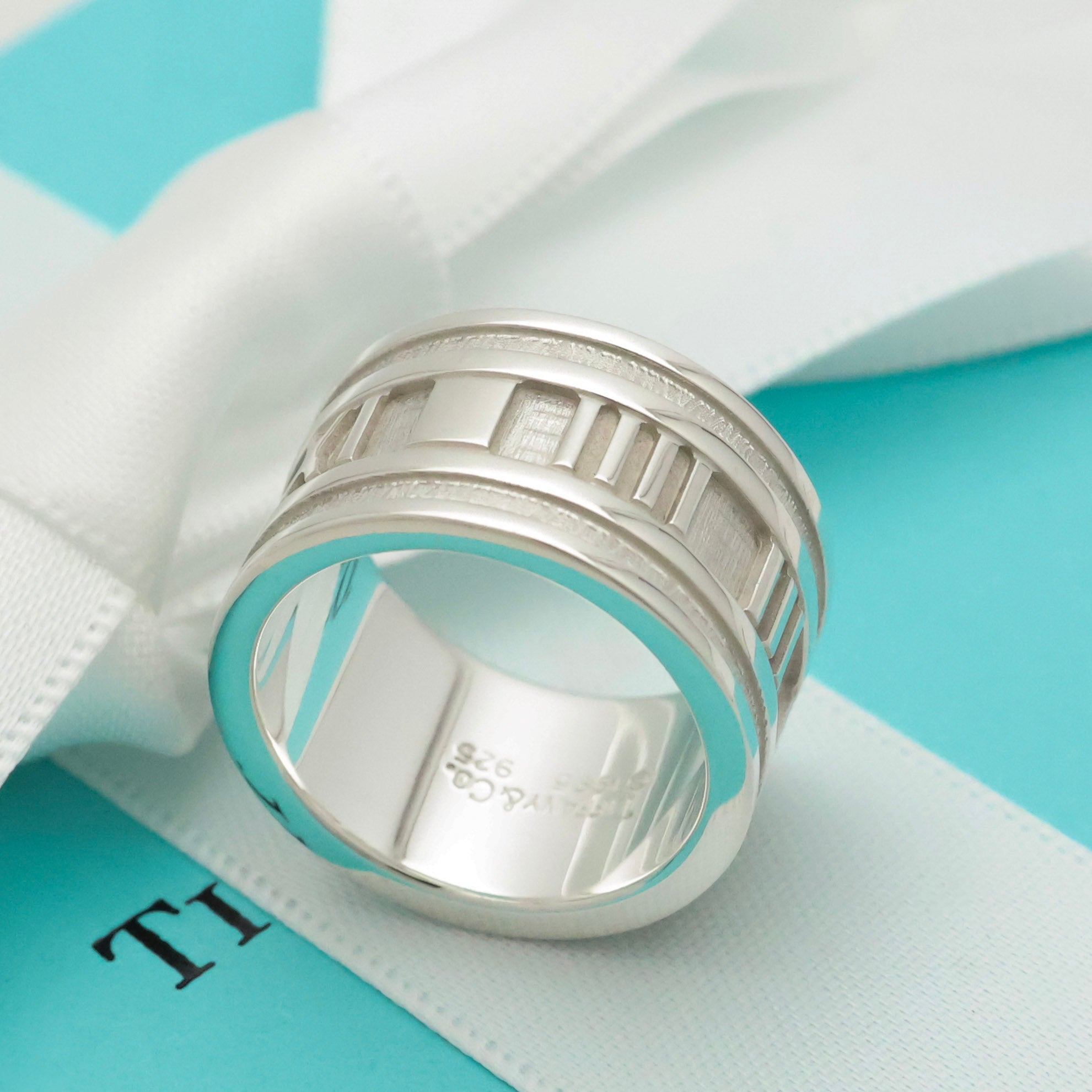 Tiffany & Co. Atlas Wide Ring Size 5 Sterling Silver 925