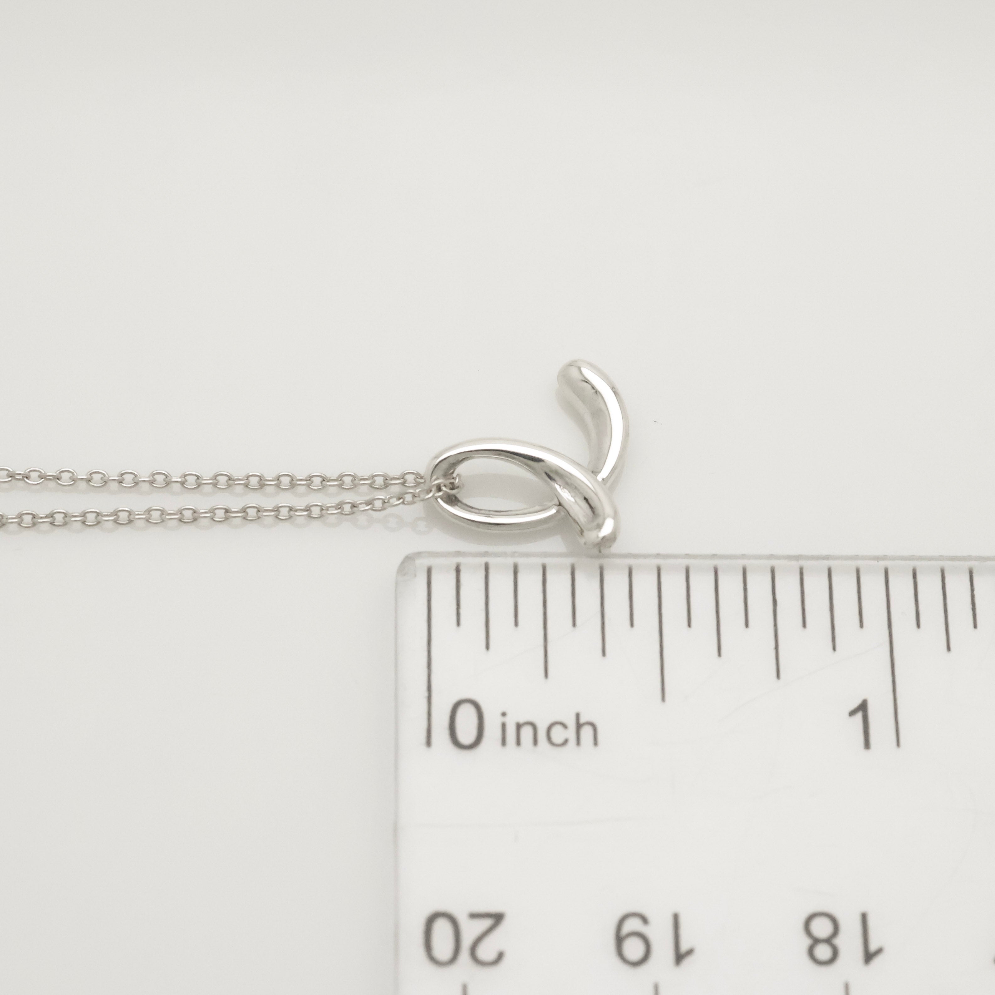 Tiffany & Co. Initial Letter "E" Necklace Pendant Sterling Silver 925