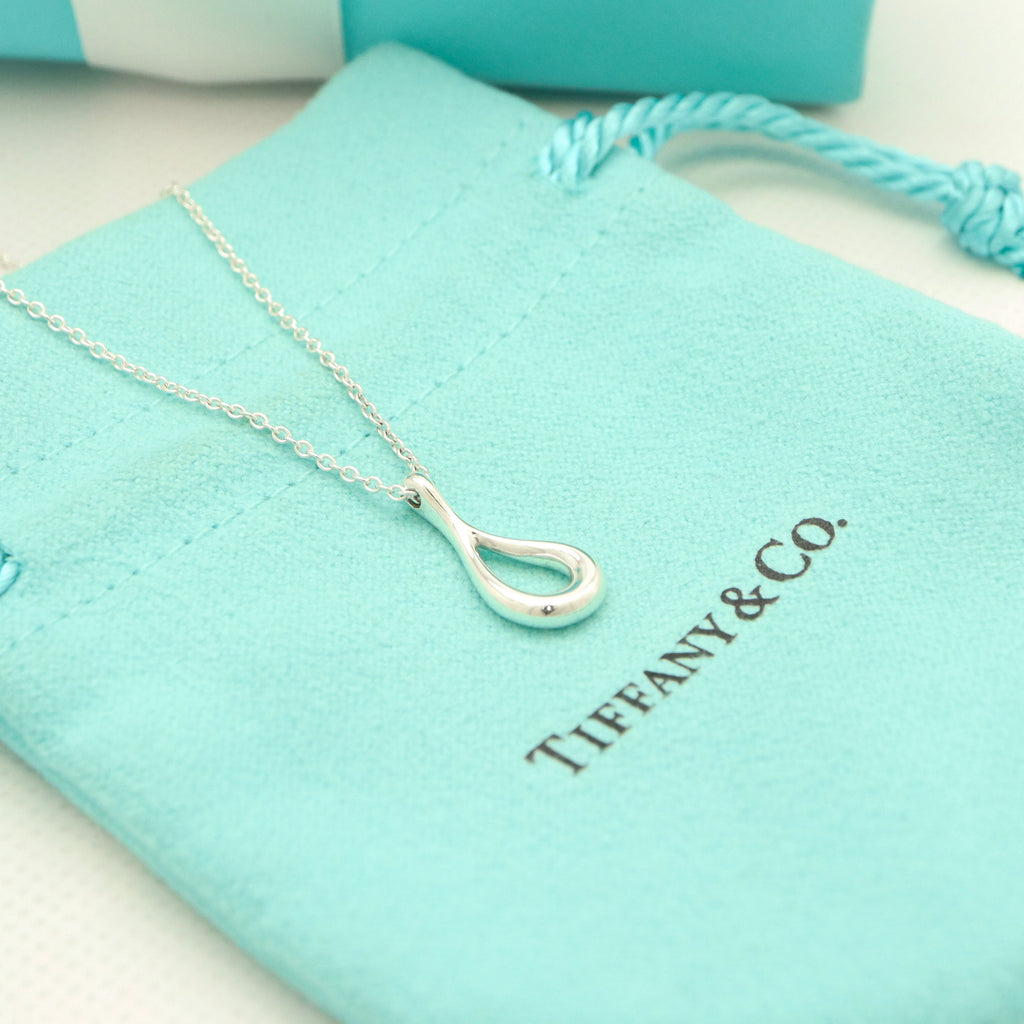  Tiffany & Co. Open Teardrop Necklace Pendant Sterling Silver 925 