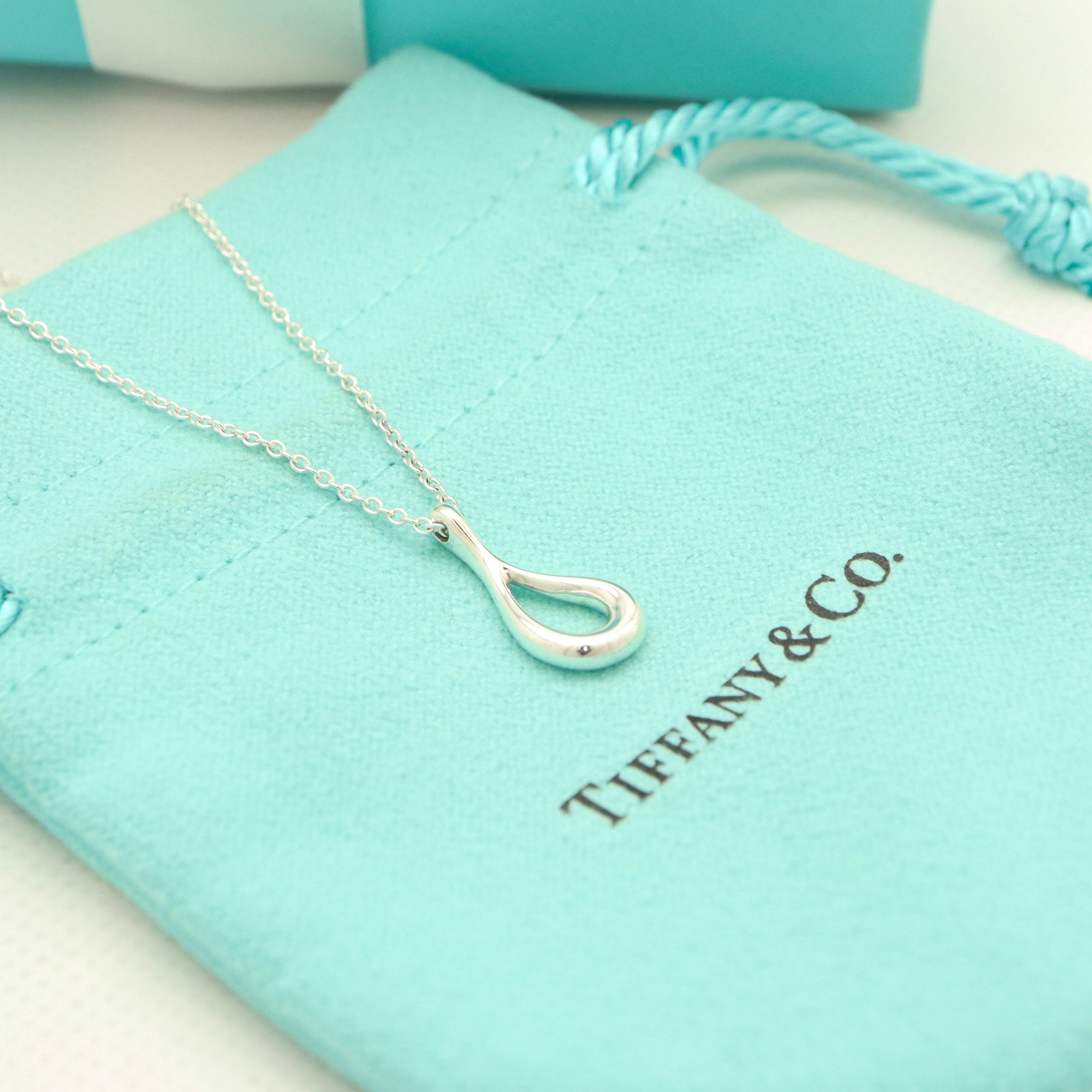  Tiffany & Co. Open Teardrop Necklace Pendant Sterling Silver 925 