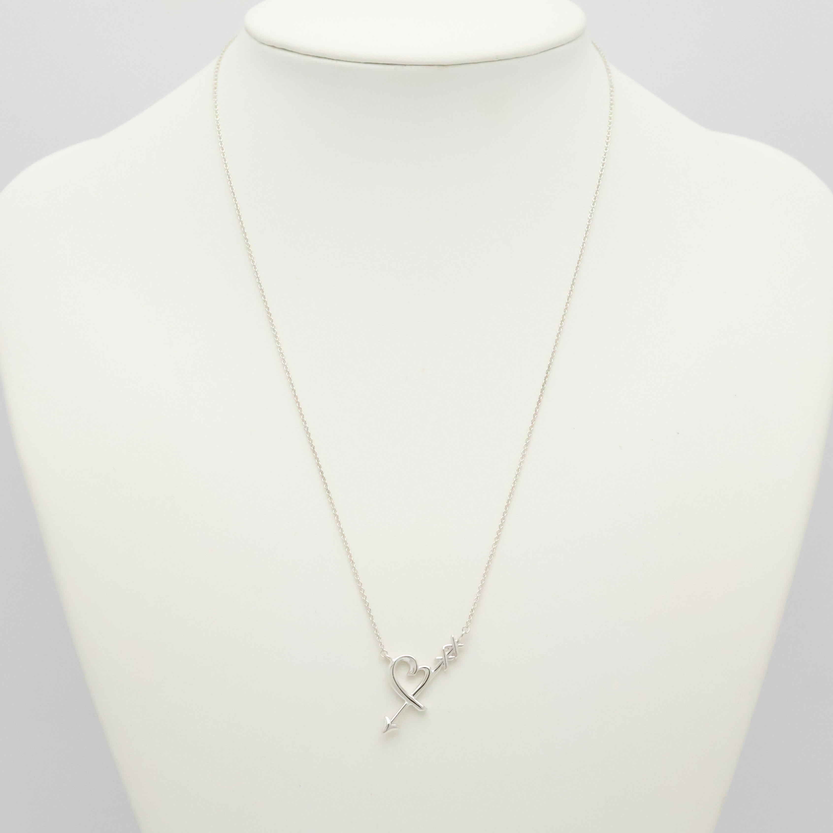  Tiffany & Co. Loving Heart Arrow Necklace Sterling Silver 925 