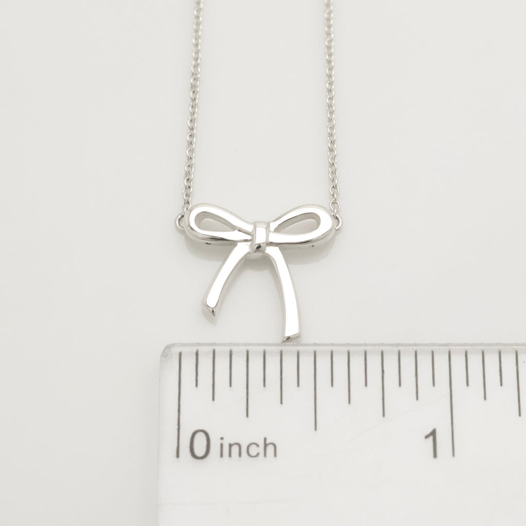 Tiffany & Co. Ribbon Bow Necklace Pendant  Sterling Silver 925 