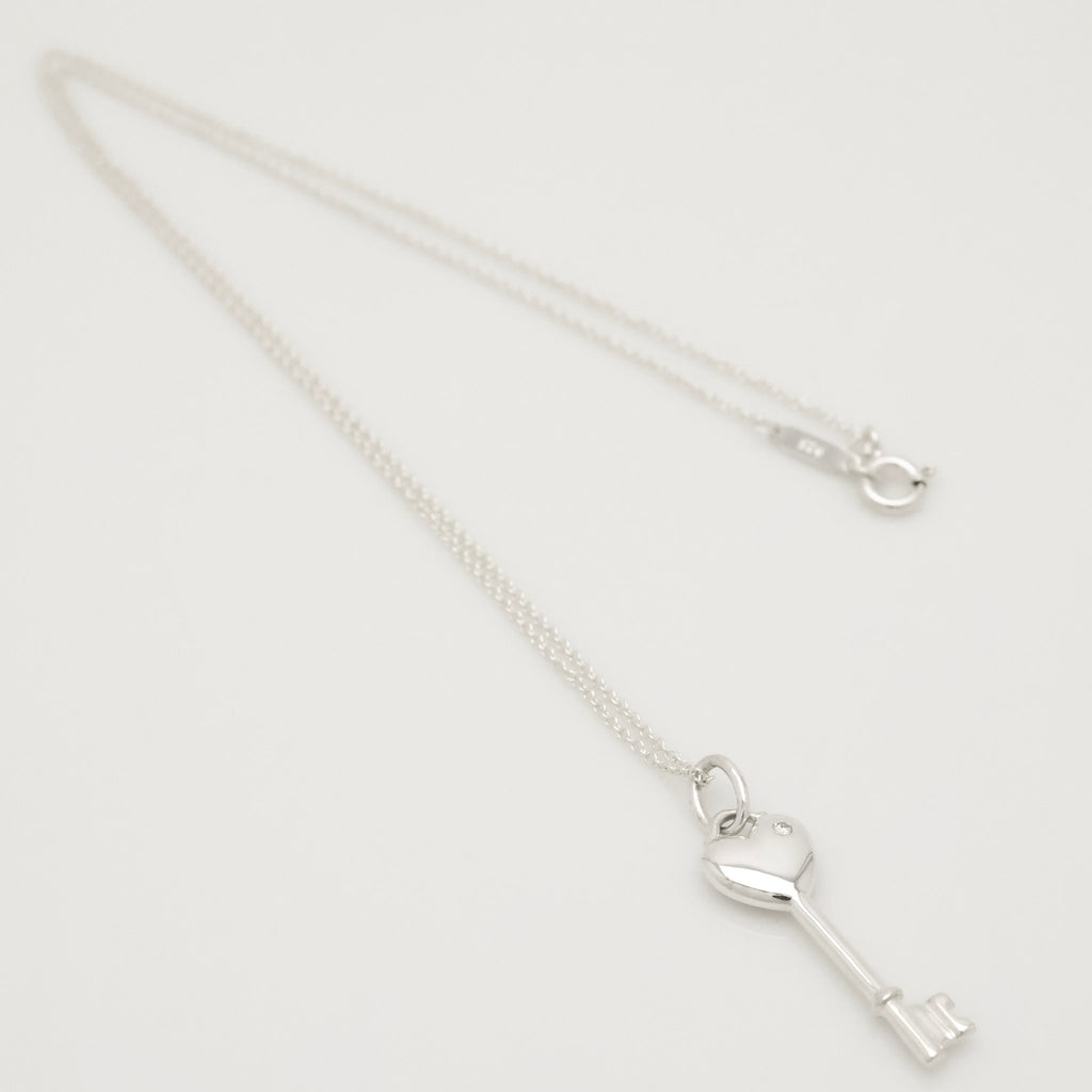 TIFFANY&Co. ハート キー 1P ダイヤモンド ネックレス AG925