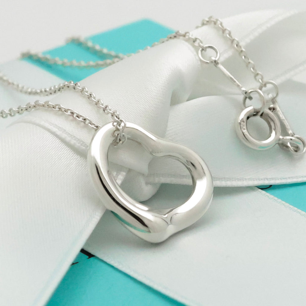 Tiffany & Co. Open Heart Pendant Necklace Sterling Silver 925
