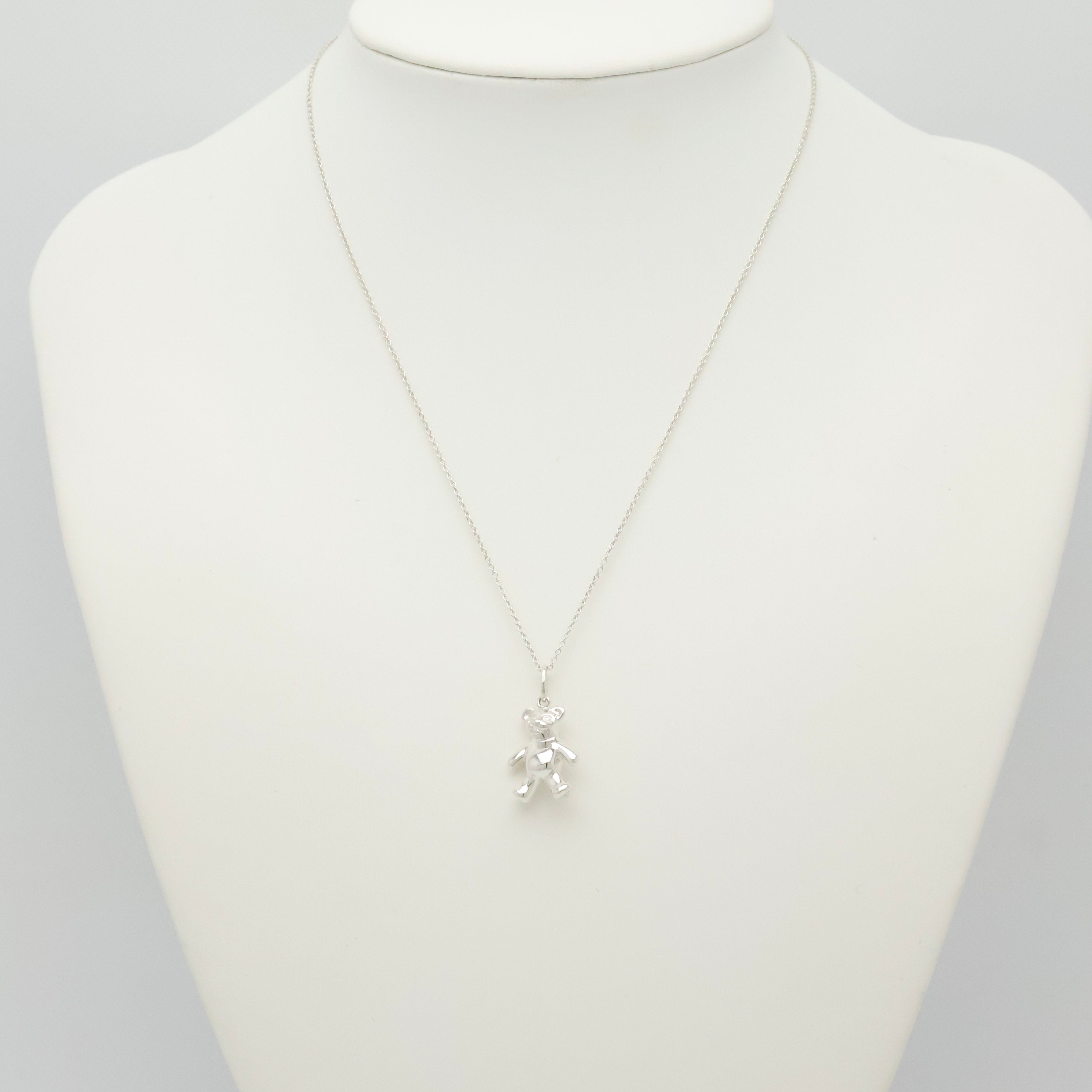 Tiffany & Co. Teddy Bear Pendant Necklace Sterling Silver 925 