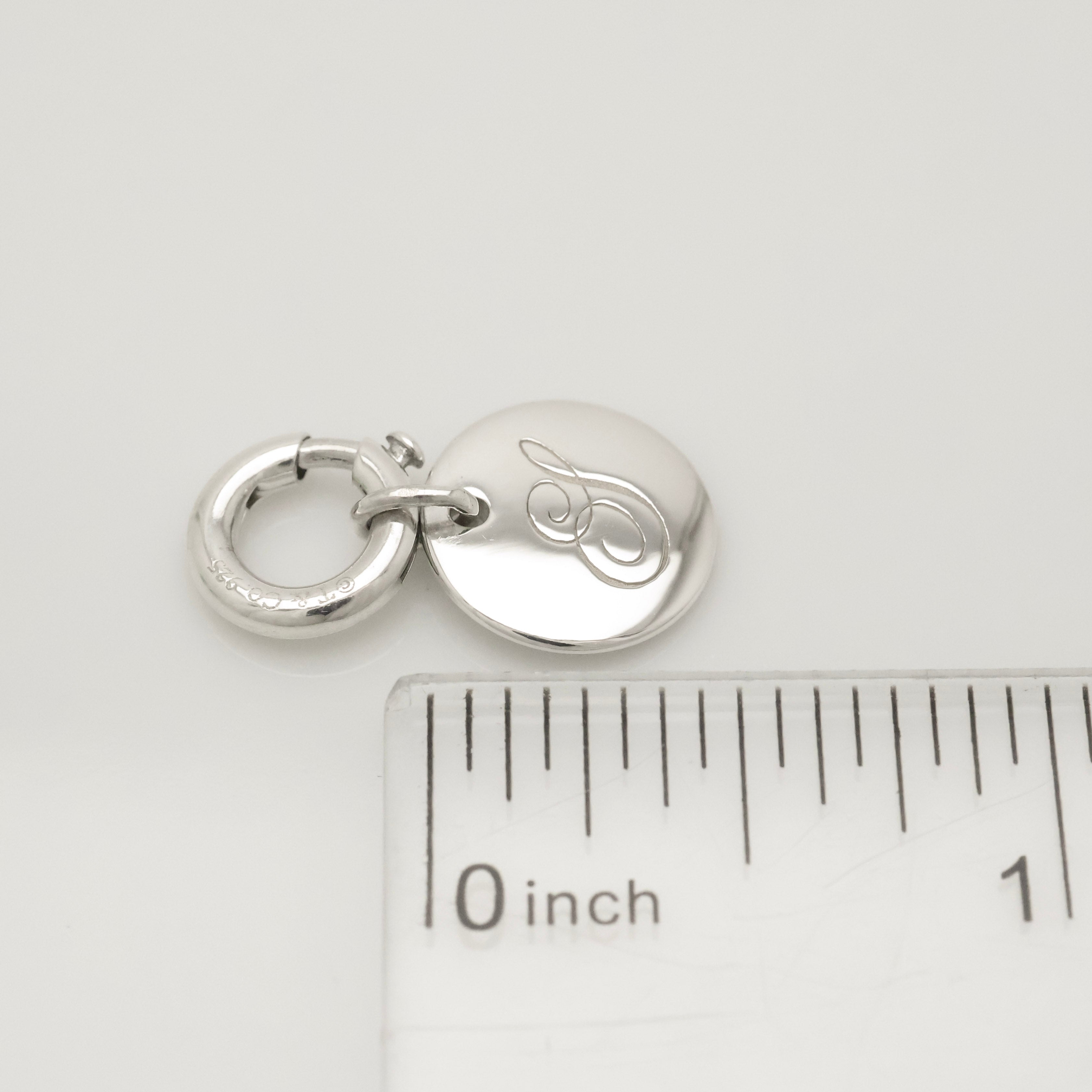 Tiffany & Co. Notes Letter S Disc Round Pendant Charm Sterling Silver 925