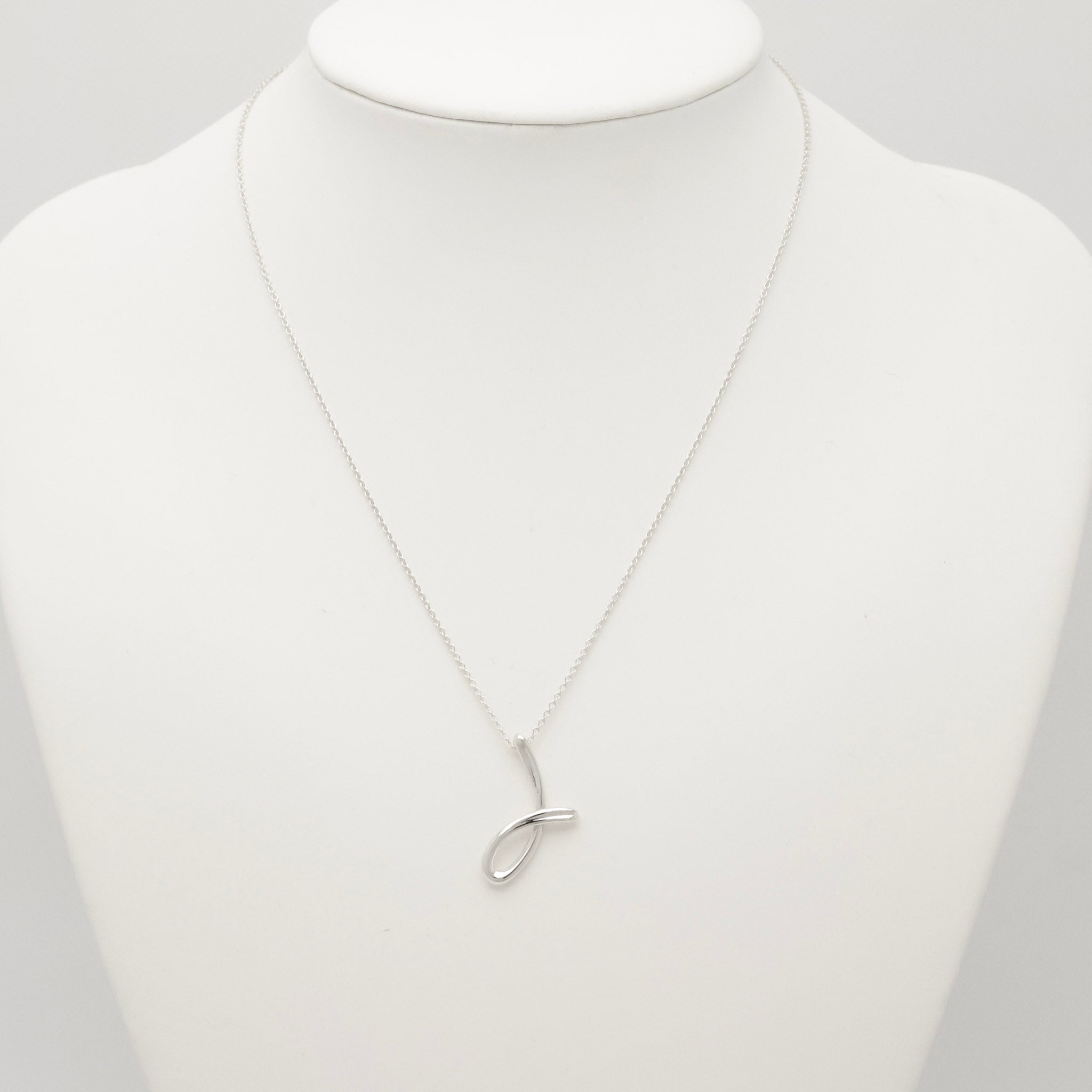 Tiffany & Co. Initial Letter "J" Necklace Pendant Sterling Silver 925
