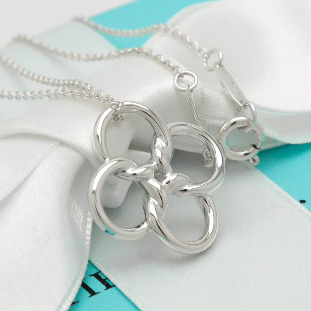 Tiffany & Co. Quadrifoglio Four Leaf Clover Necklace Sterling Silver 925