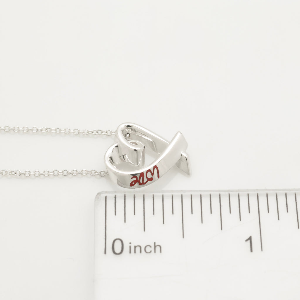 TIFFANY&Co. ラビング ハート LOVE レッド エナメル パロマピカソ ネックレス AG925
