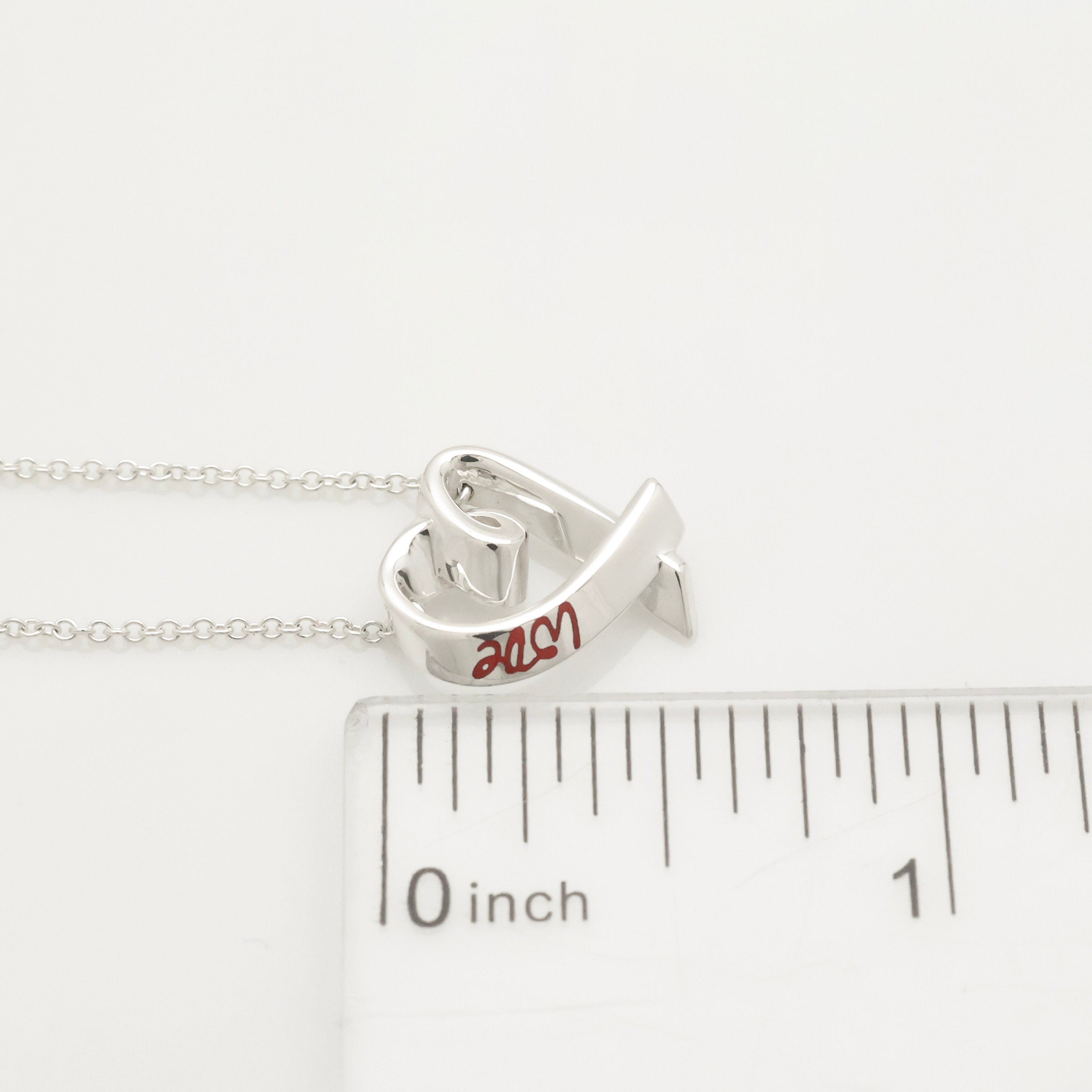 TIFFANY&Co. ラビング ハート LOVE レッド エナメル パロマピカソ ネックレス AG925