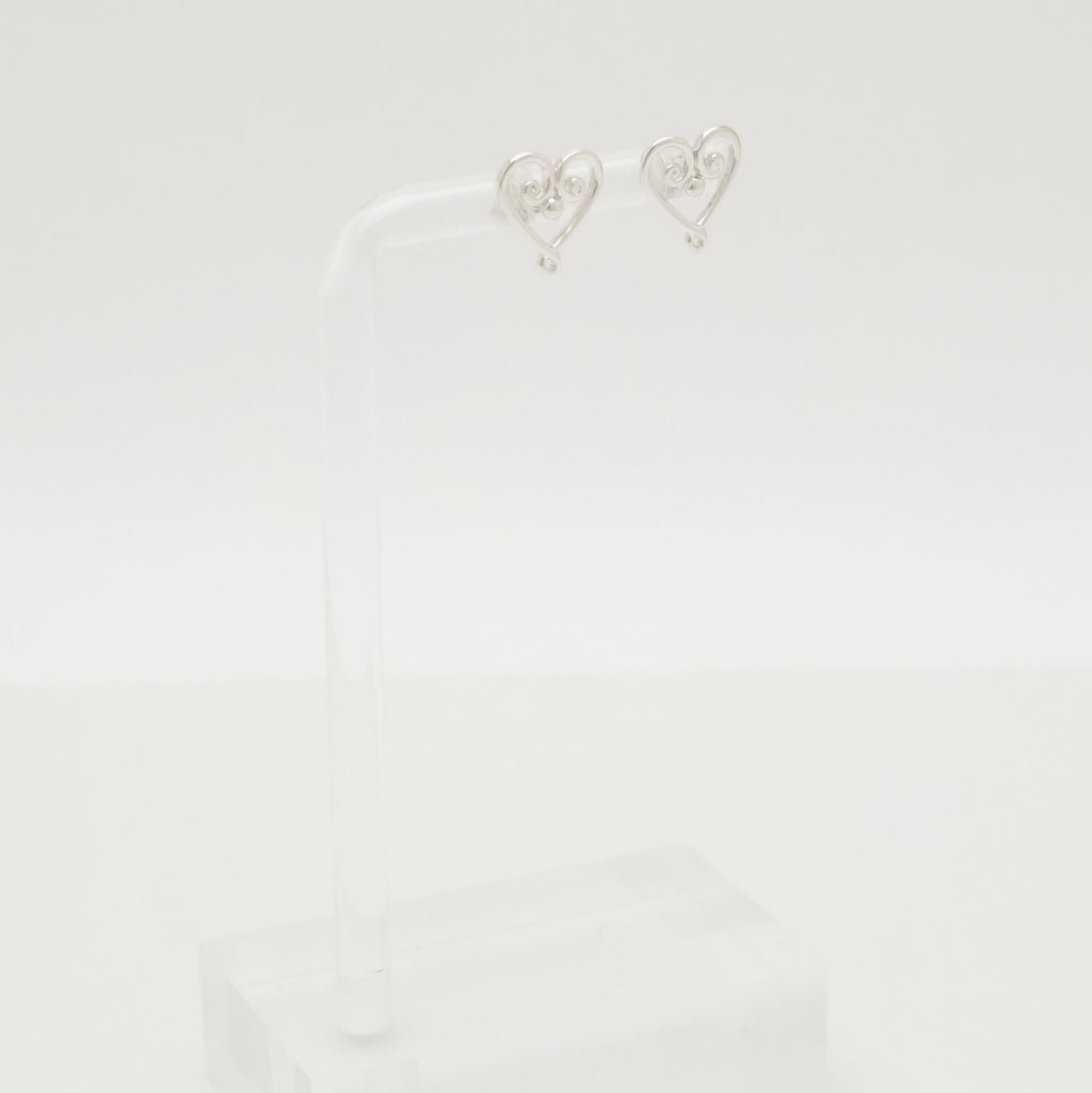 Tiffany & Co. Venezia Goldoni Heart Stud Earrings Sterling Silver 925