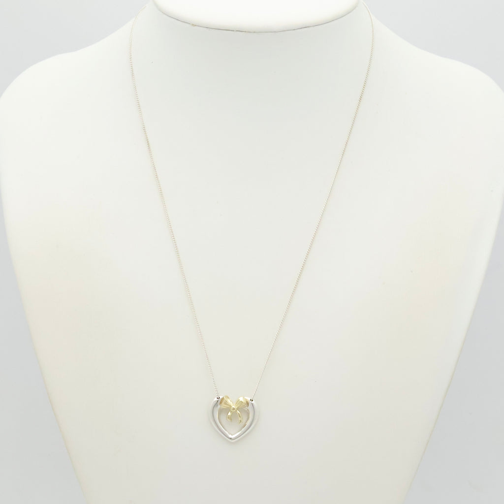 TIFFANY&Co. ハート リボン コンビ ネックレス AG925 AU750