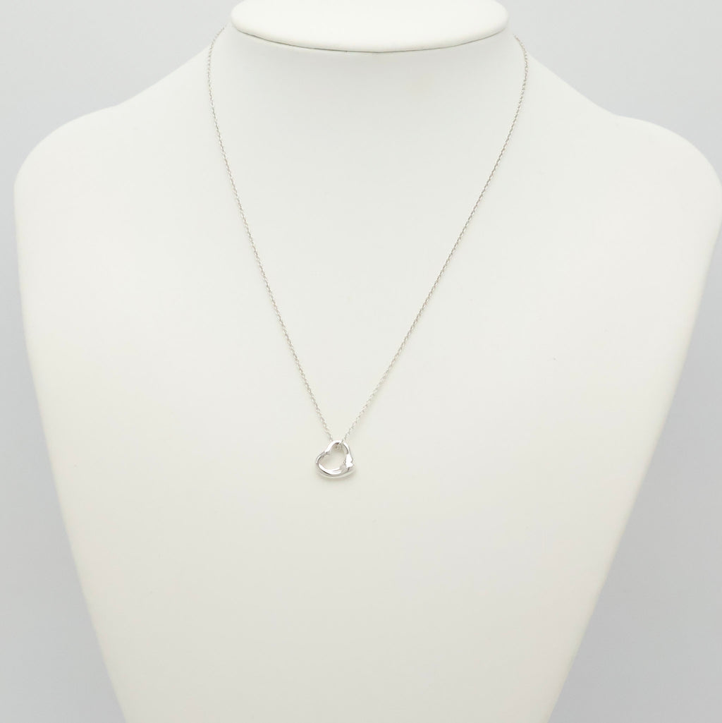 Tiffany & Co. Open Heart Pendant Necklace Sterling Silver 925