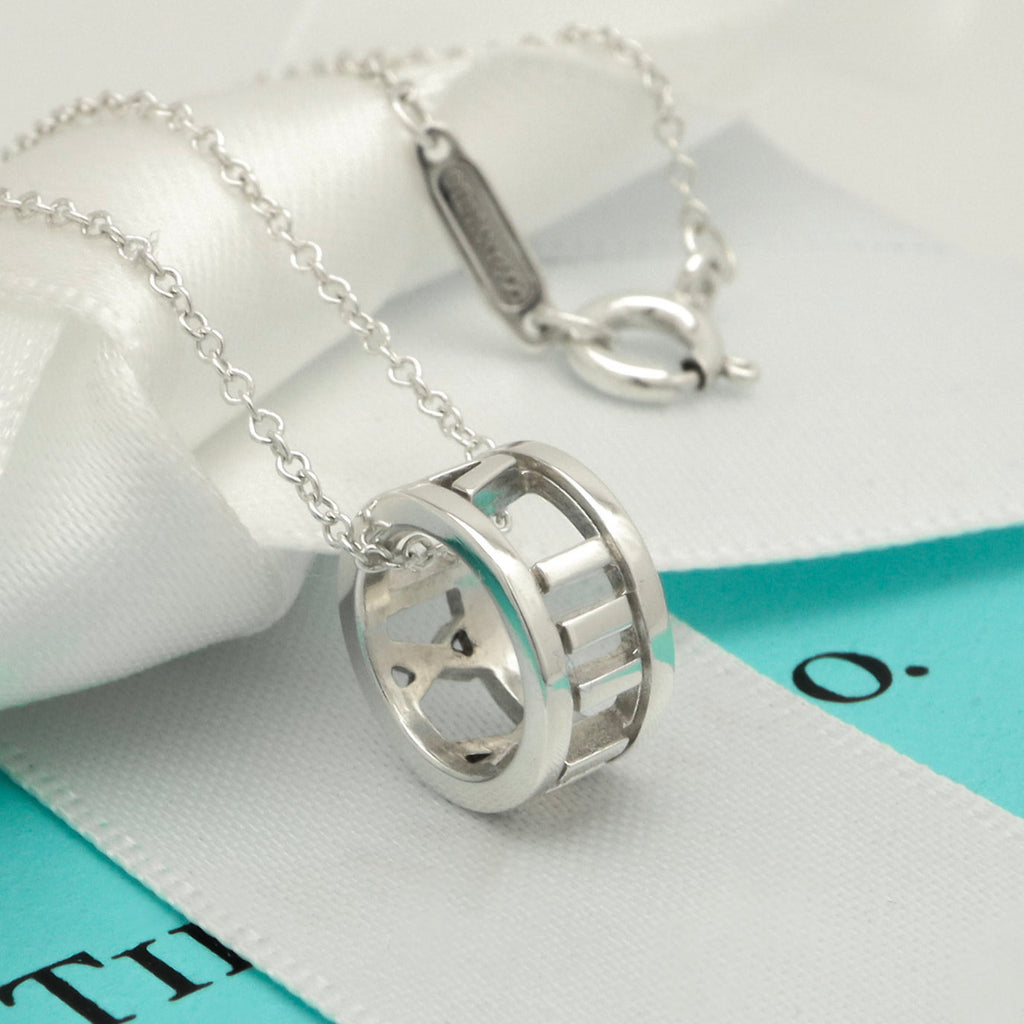  Tiffany & Co. Atlas Ring Pendant Necklace Sterling Silver 925