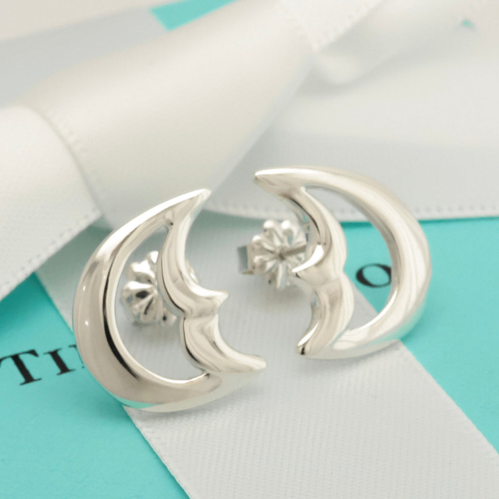 Tiffany & Co. Picasso Half Moon Stud Earrings Sterling Silver 925