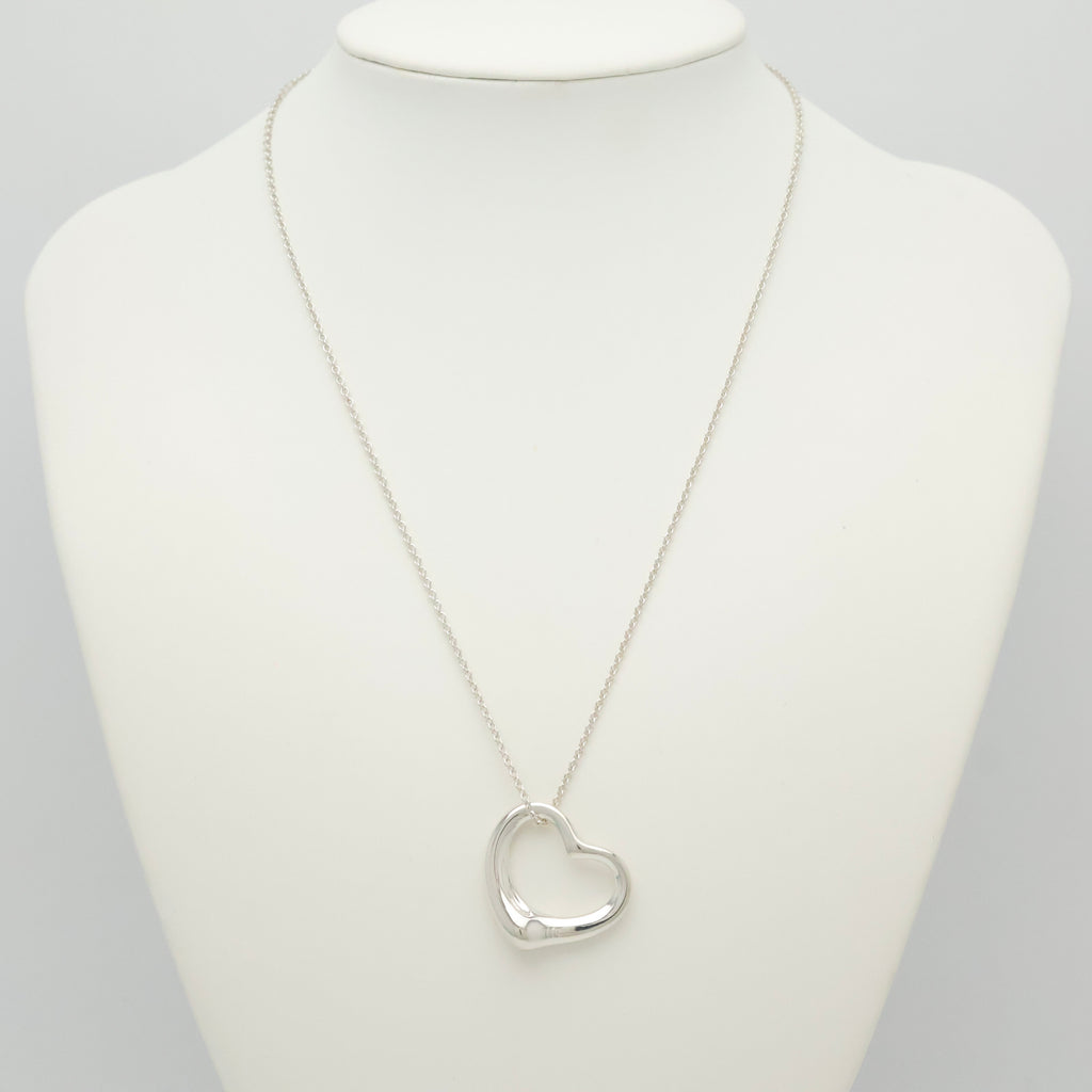 Tiffany & Co. Open Heart Pendant Necklace Sterling Silver 925