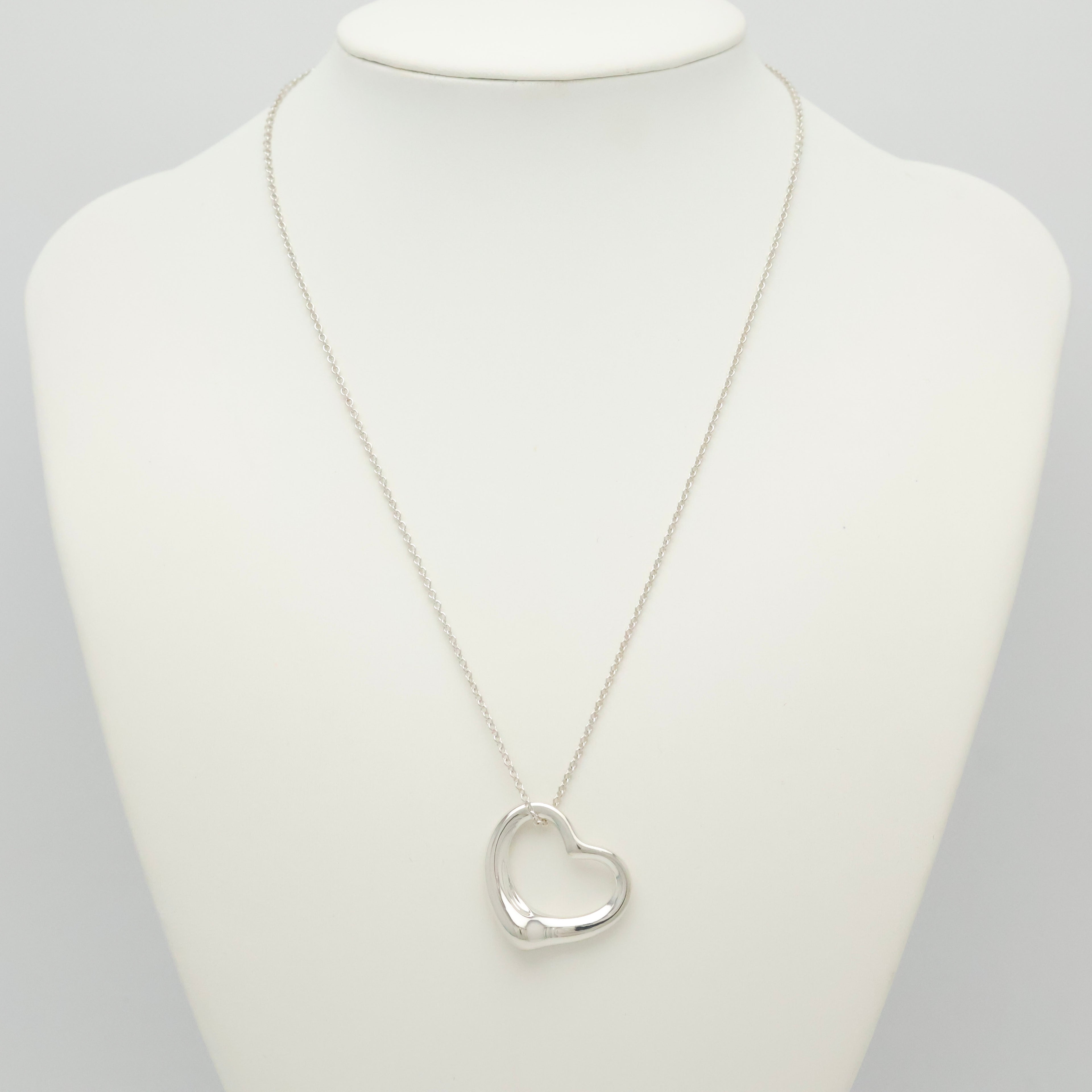 Tiffany & Co. Open Heart Pendant Necklace Sterling Silver 925
