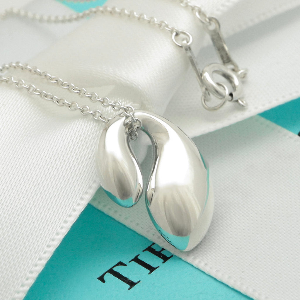 Tiffany & Co. Elsa Peretti Sterling Silver Double Teardrop Pendant Necklace Sterling Silver 925