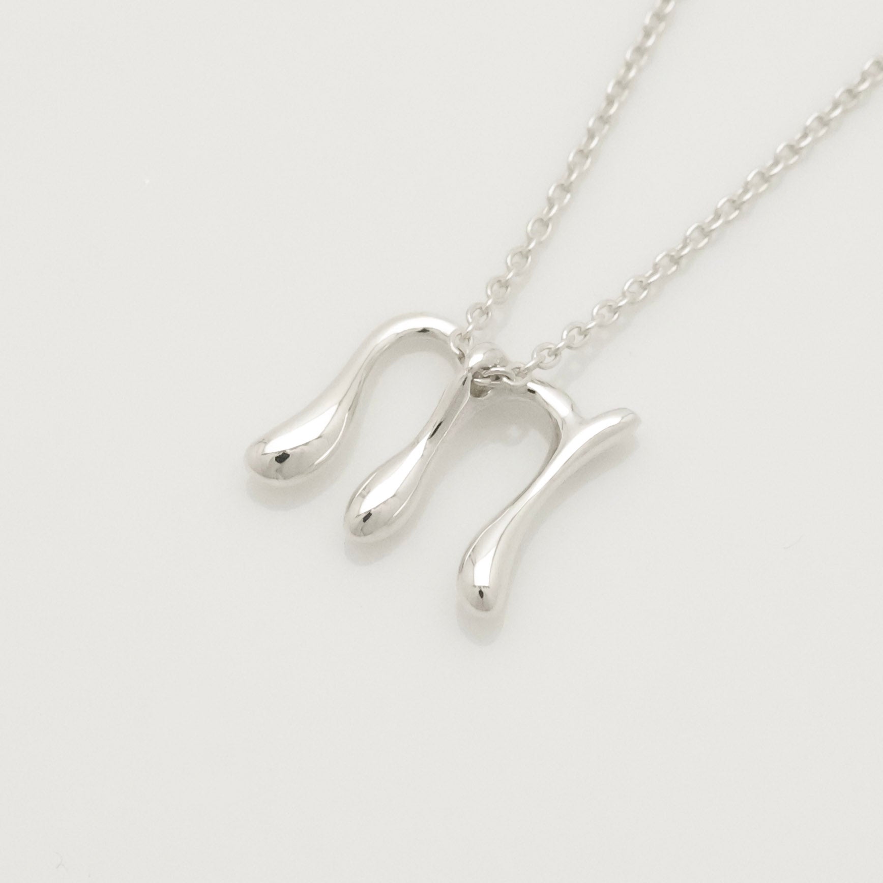 Tiffany & Co. Initial Letter "M" Necklace Pendant Sterling Silver 925