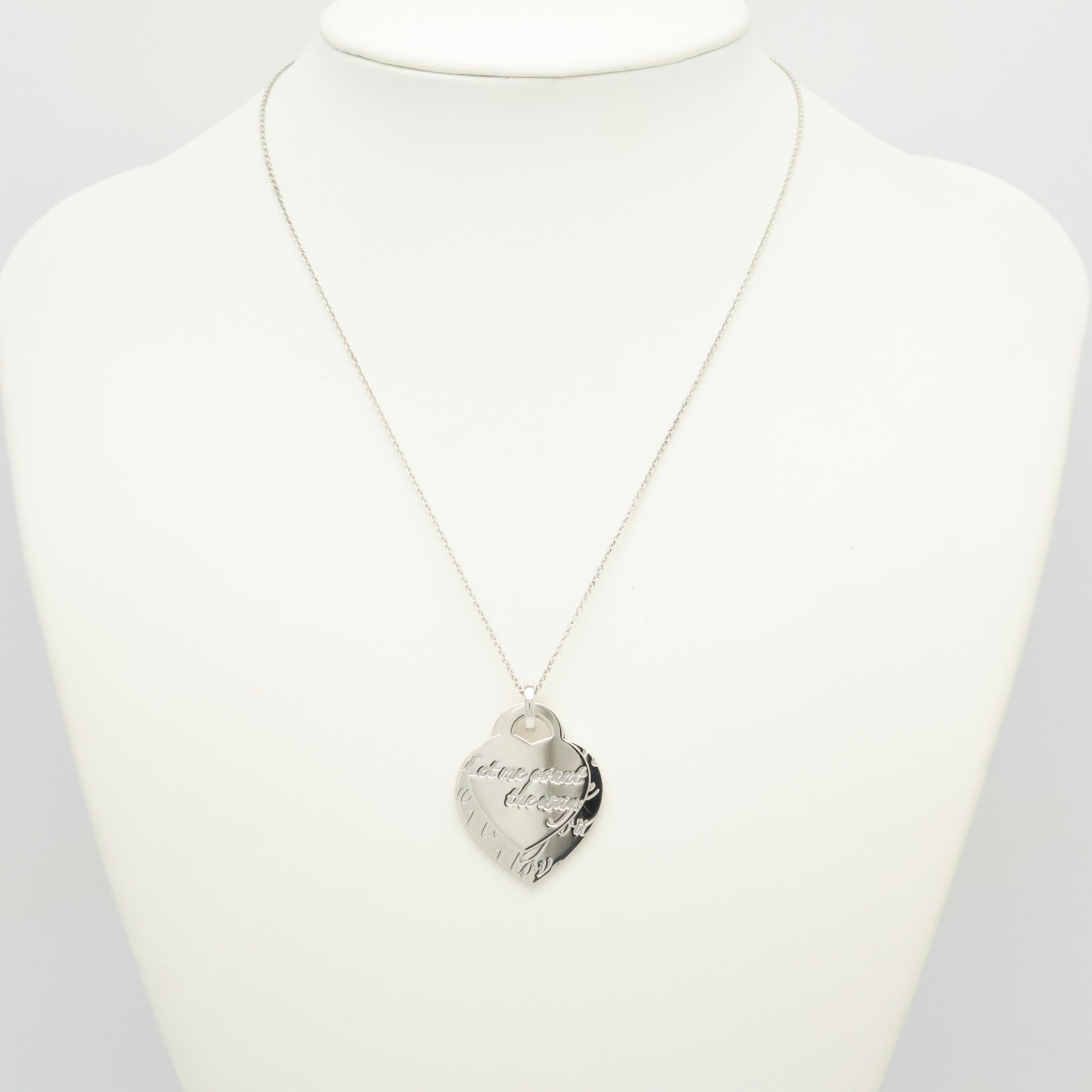 Tiffany & Co. Notes I LOVE YOU Double Heart Tag Necklace Sterling Silver 925