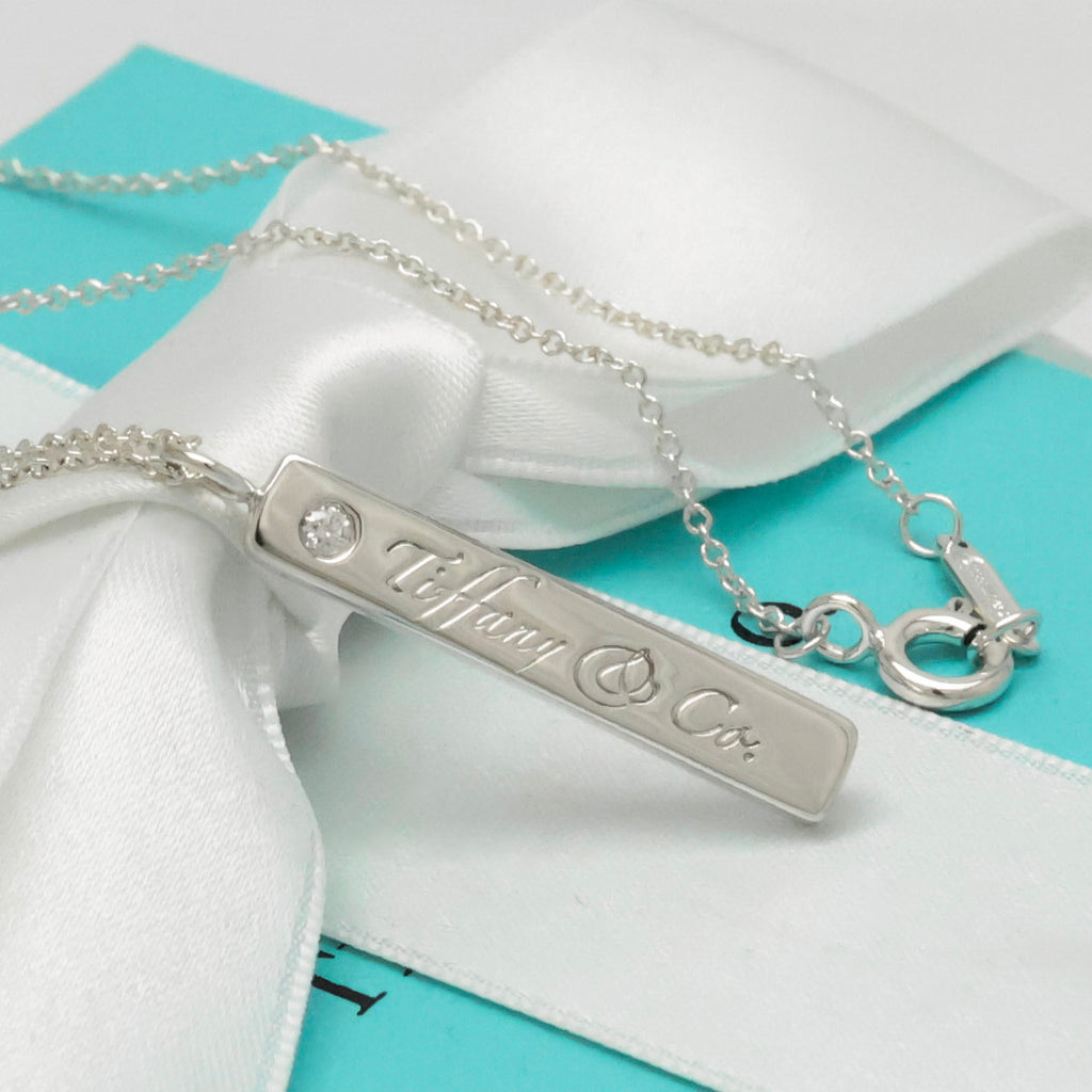 Tiffany & Co. Notes Diamond Bar Necklace Sterling Silver 925