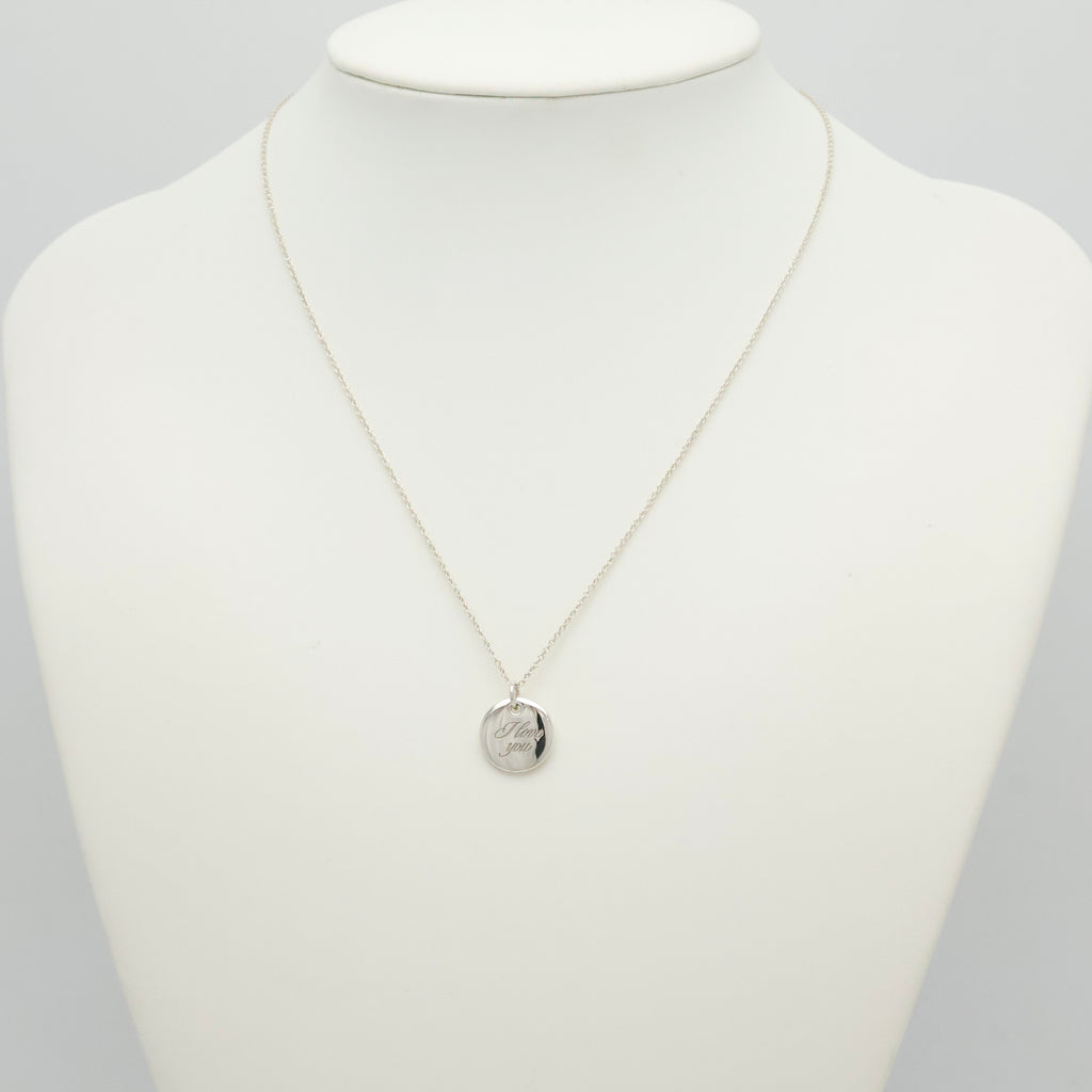  Tiffany & Co. Letter M Notes Initial Disc Necklace Sterling Silver 925