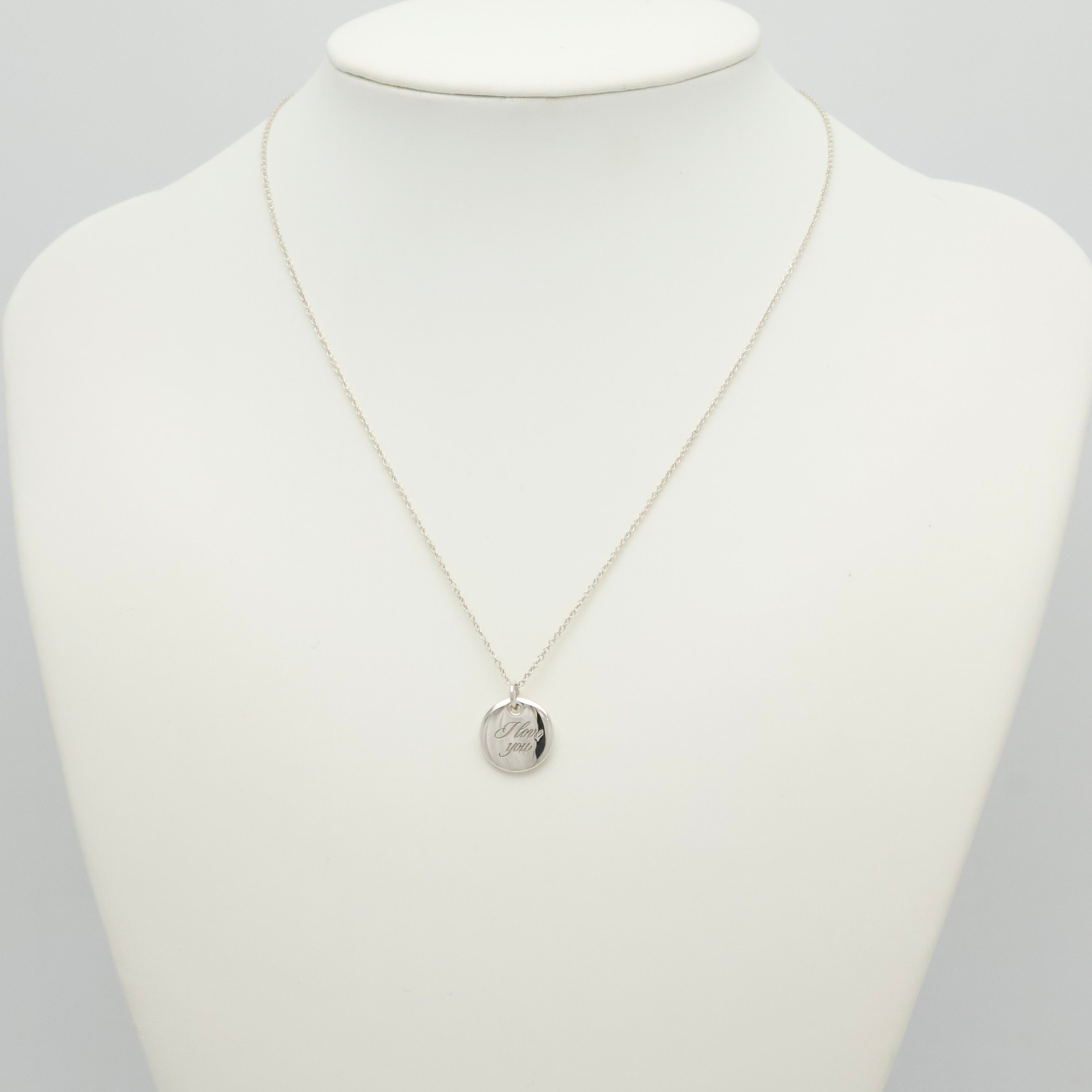  Tiffany & Co. Letter M Notes Initial Disc Necklace Sterling Silver 925