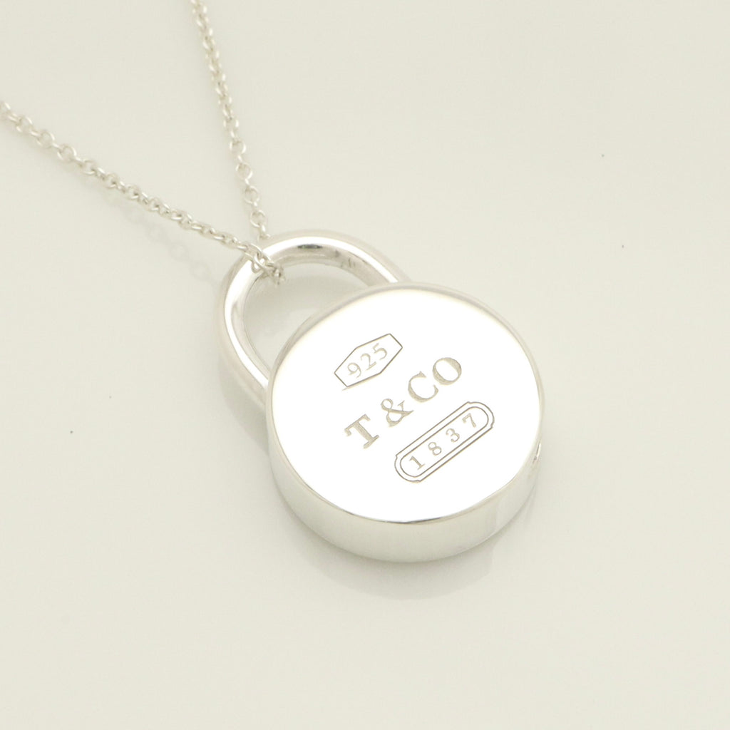 Tiffany & Co. 1837 Round Lock Padlock Pendant Necklace Sterling Silver 925