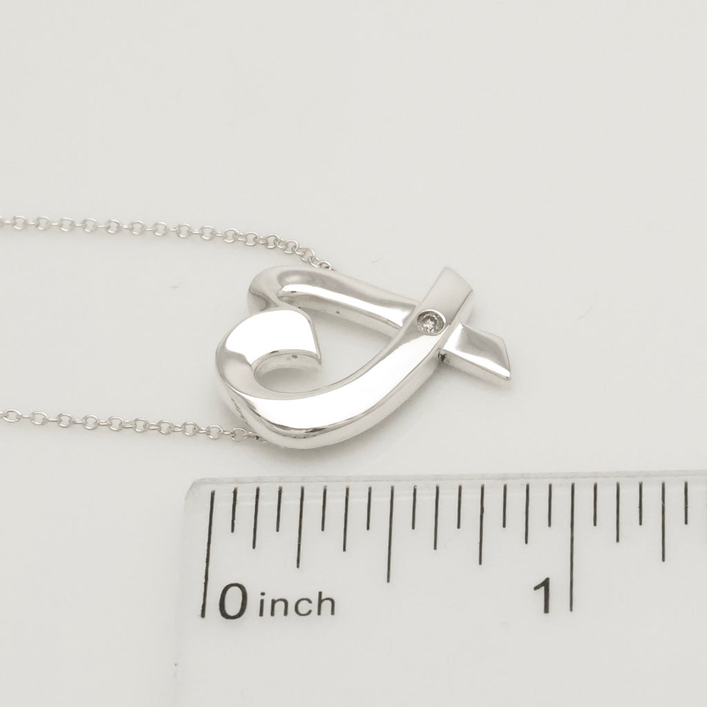 Tiffany & Co. Loving Heart Diamond Pendant Necklace Sterling Silver 925