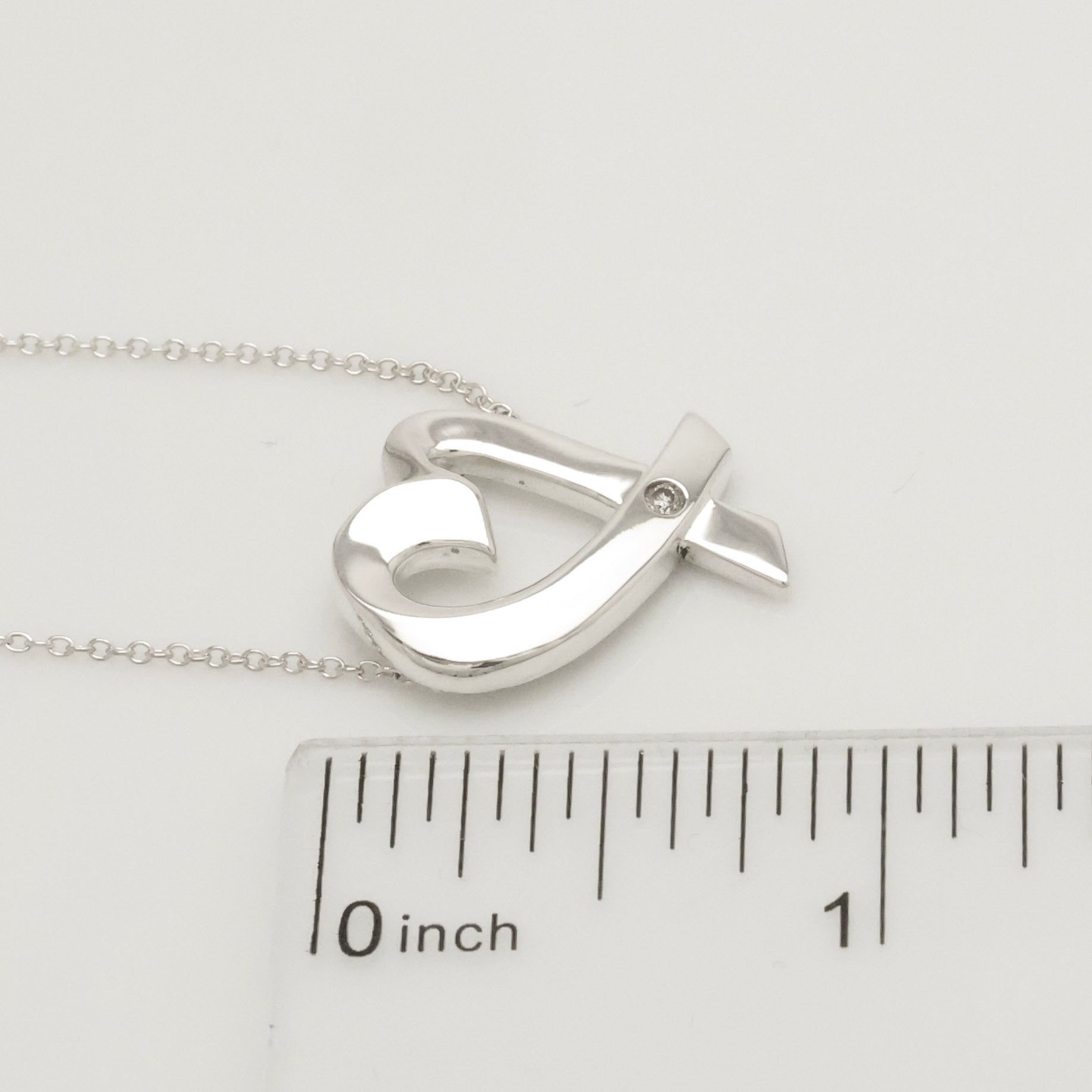 Tiffany & Co. Loving Heart Diamond Pendant Necklace Sterling Silver 925