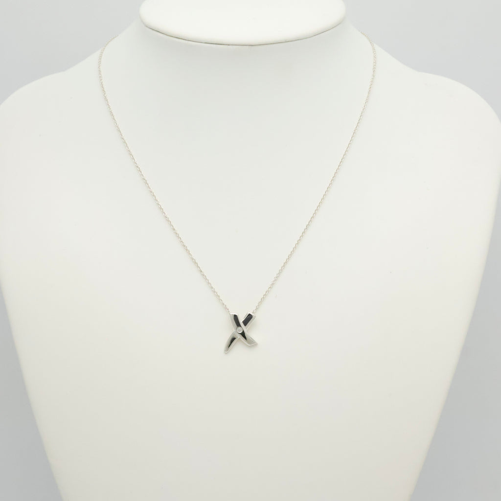 TIFFANY&Co.キス クロス 1P ダイヤモンド ネックレス AG925