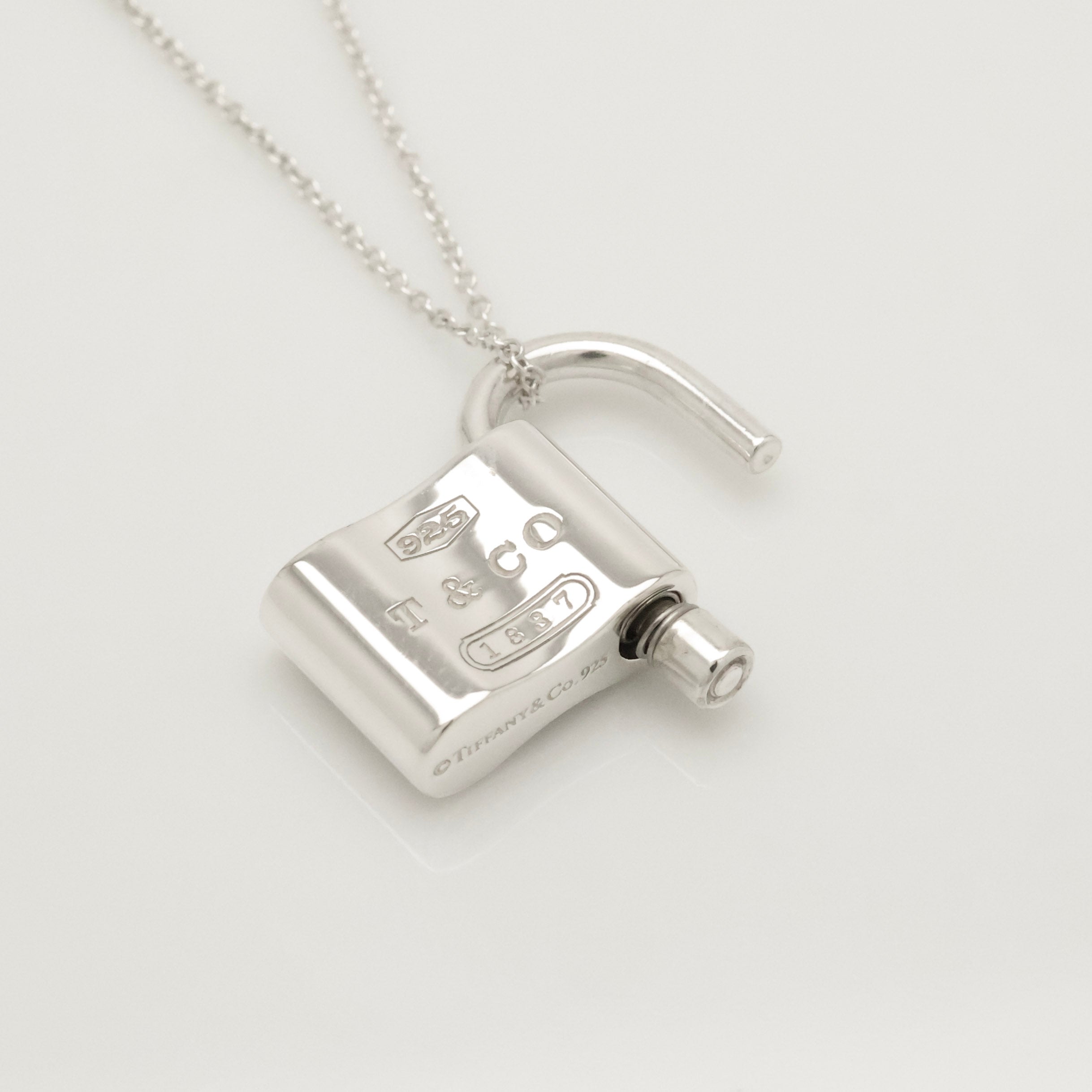 Tiffany & Co 1837 Padlock Necklace Pendant Sterling Silver 925 Chain