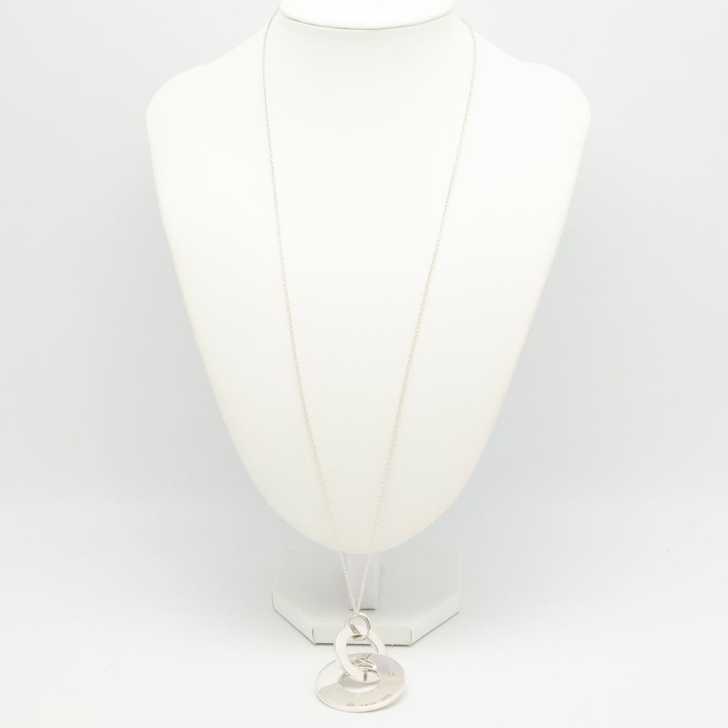  Tiffany & Co. 1837 Interlocking Circles Drop Necklace Sterling Silver 925 
