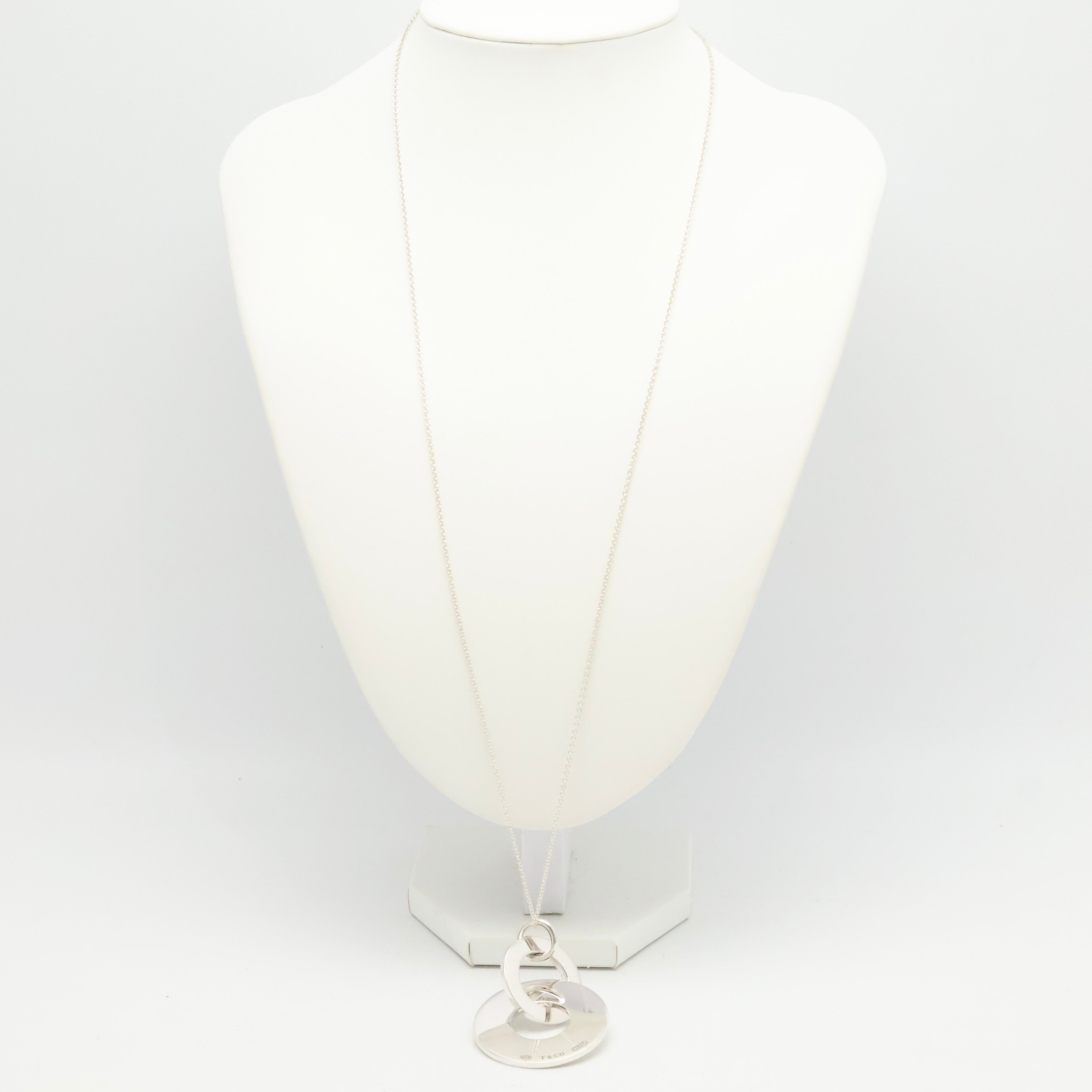  Tiffany & Co. 1837 Interlocking Circles Drop Necklace Sterling Silver 925 