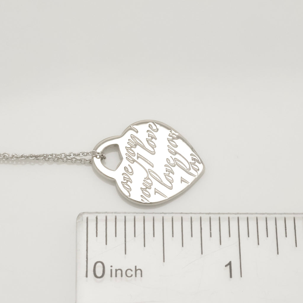Tiffany & Co. Notes I LOVE YOU Heart Pendant Necklace Sterling Silver 925