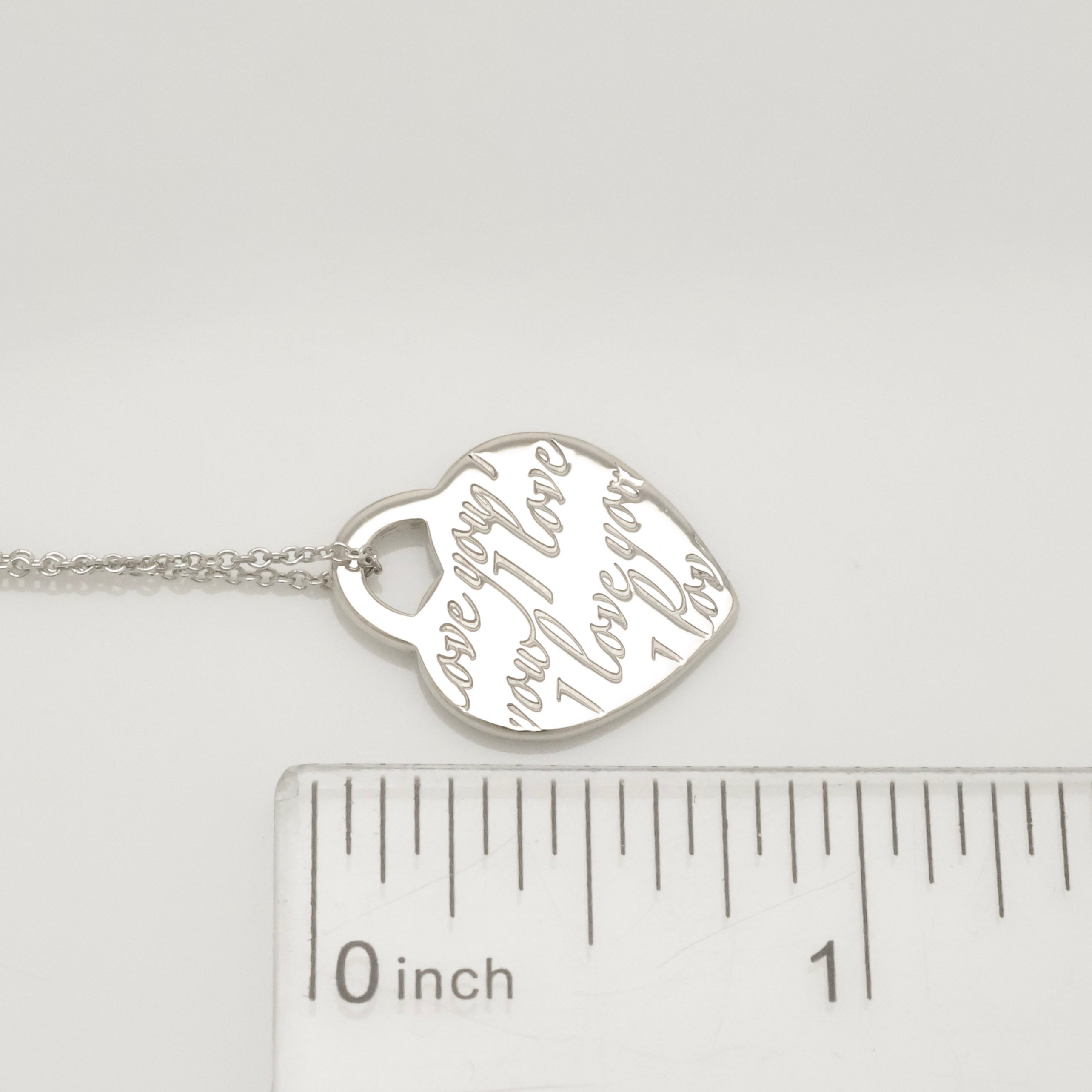 Tiffany & Co. Notes I LOVE YOU Heart Pendant Necklace Sterling Silver 925
