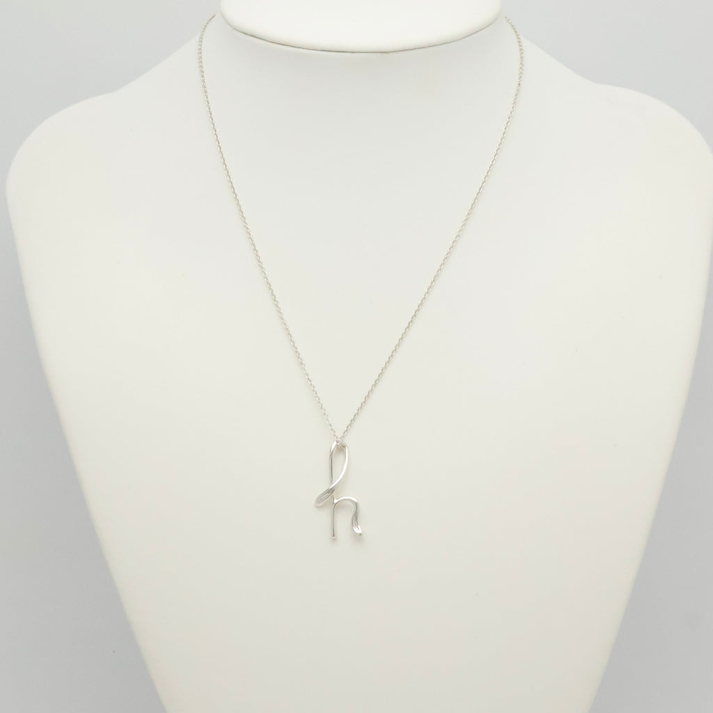 Tiffany & Co. Initial Letter "H" Pendant Necklace Sterling Silver 925