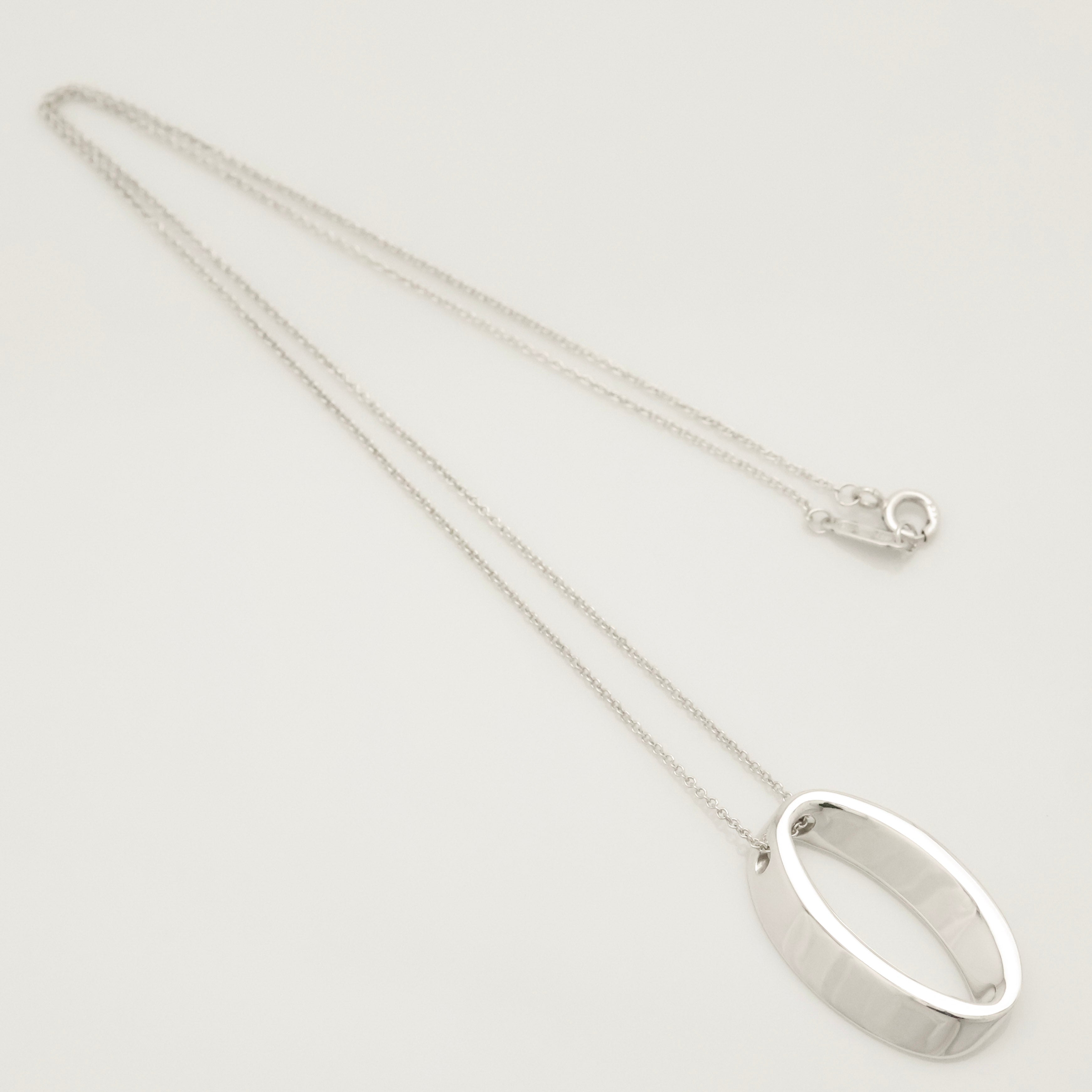 Tiffany & Co. 3D Geometric Oval Necklace Sterling Silver 925