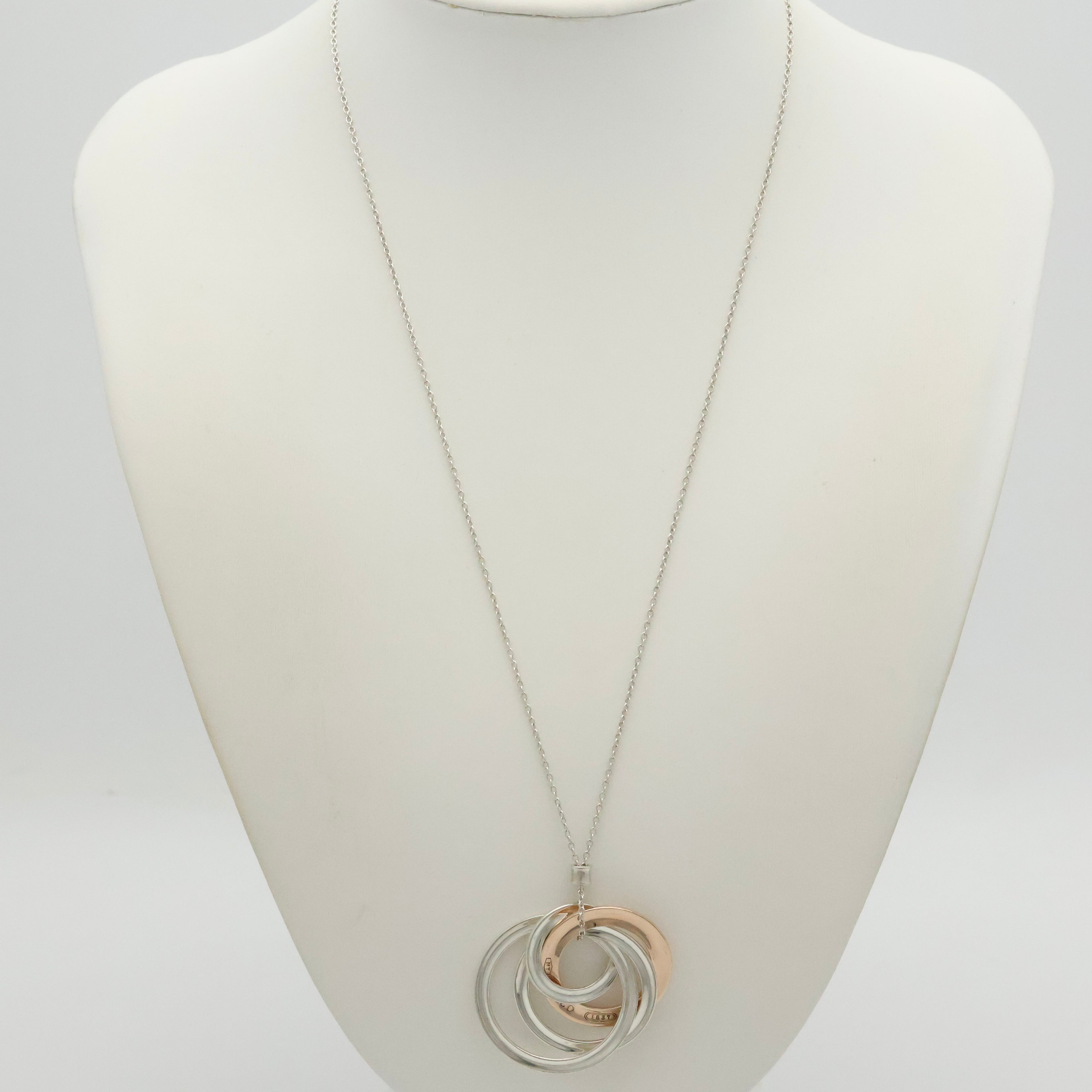 TIFFANY&Co. 4連 1837 インターロッキング サークル ネックレス ルベドメタル AG925