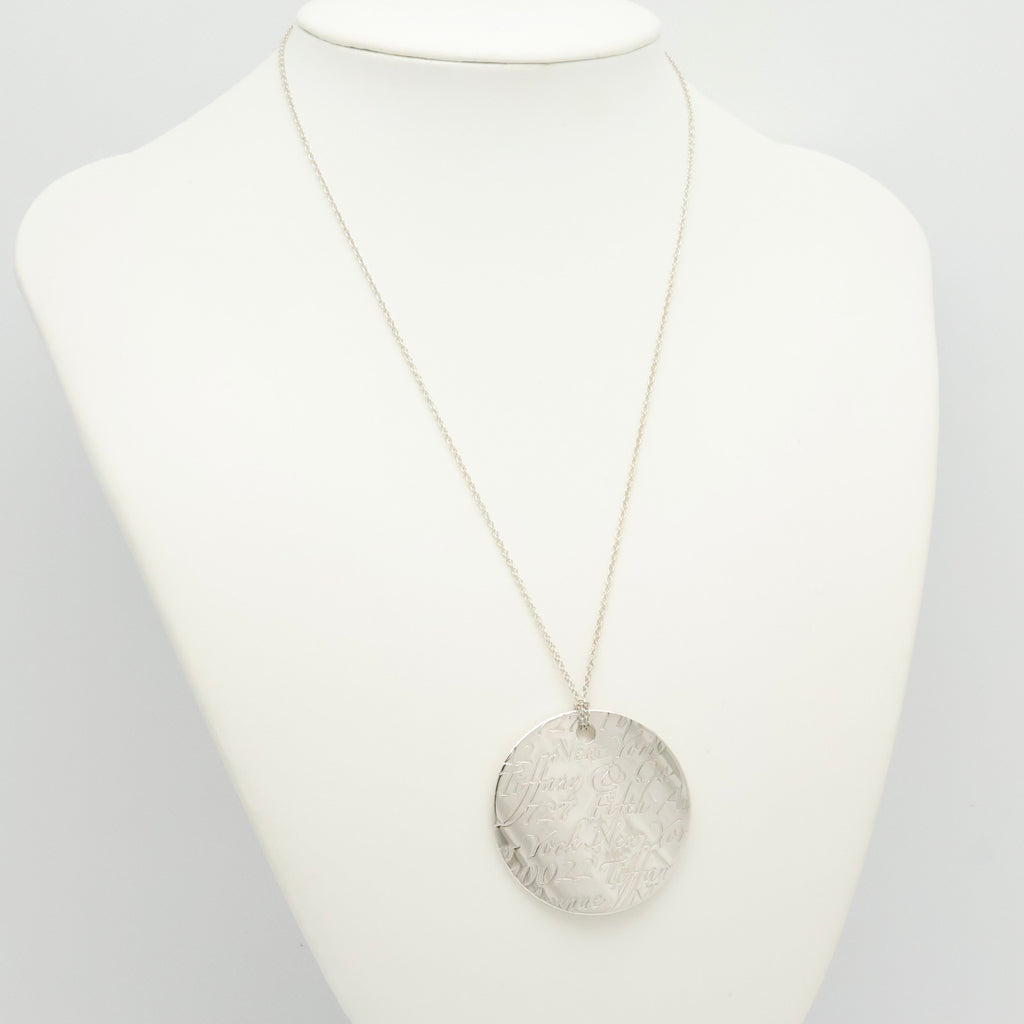 Tiffany & Co. Notes New York Large Wavy Round Circle Necklace Sterling Silver 925