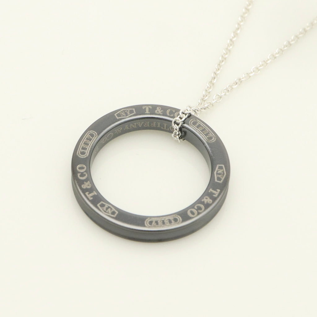Tiffany & Co. 1837 Circle Necklace 16" Black Titanium Sterling Silver 925