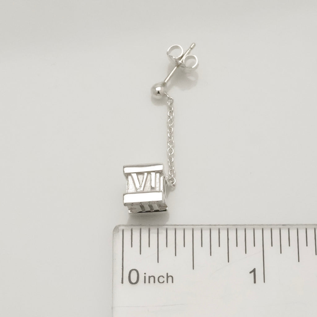 Tiffany & Co. Atlas Cube Drop Dangle Stud Earrings Sterling Silver 925