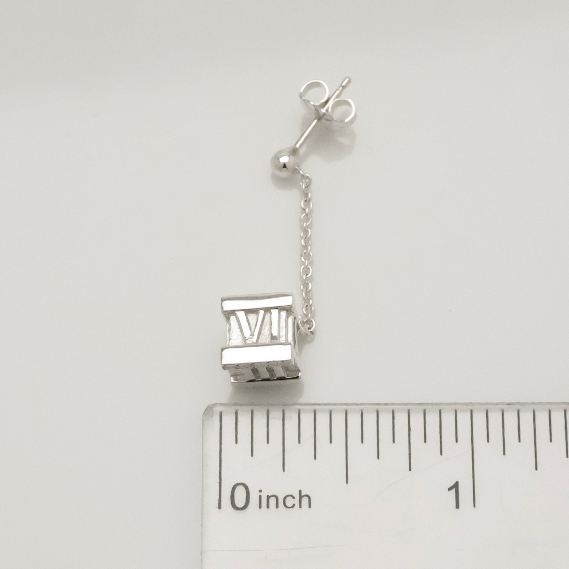 Tiffany & Co. Atlas Cube Drop Dangle Stud Earrings Sterling Silver 925