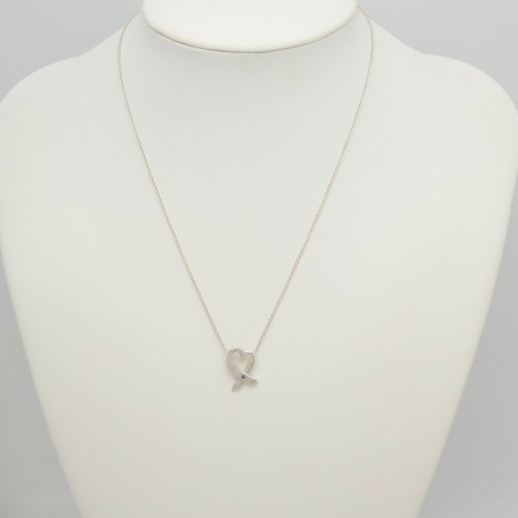 TIFFANY&Co. ラビング ハート 1P ピンクサファイア パロマピカソ ネックレス AG925