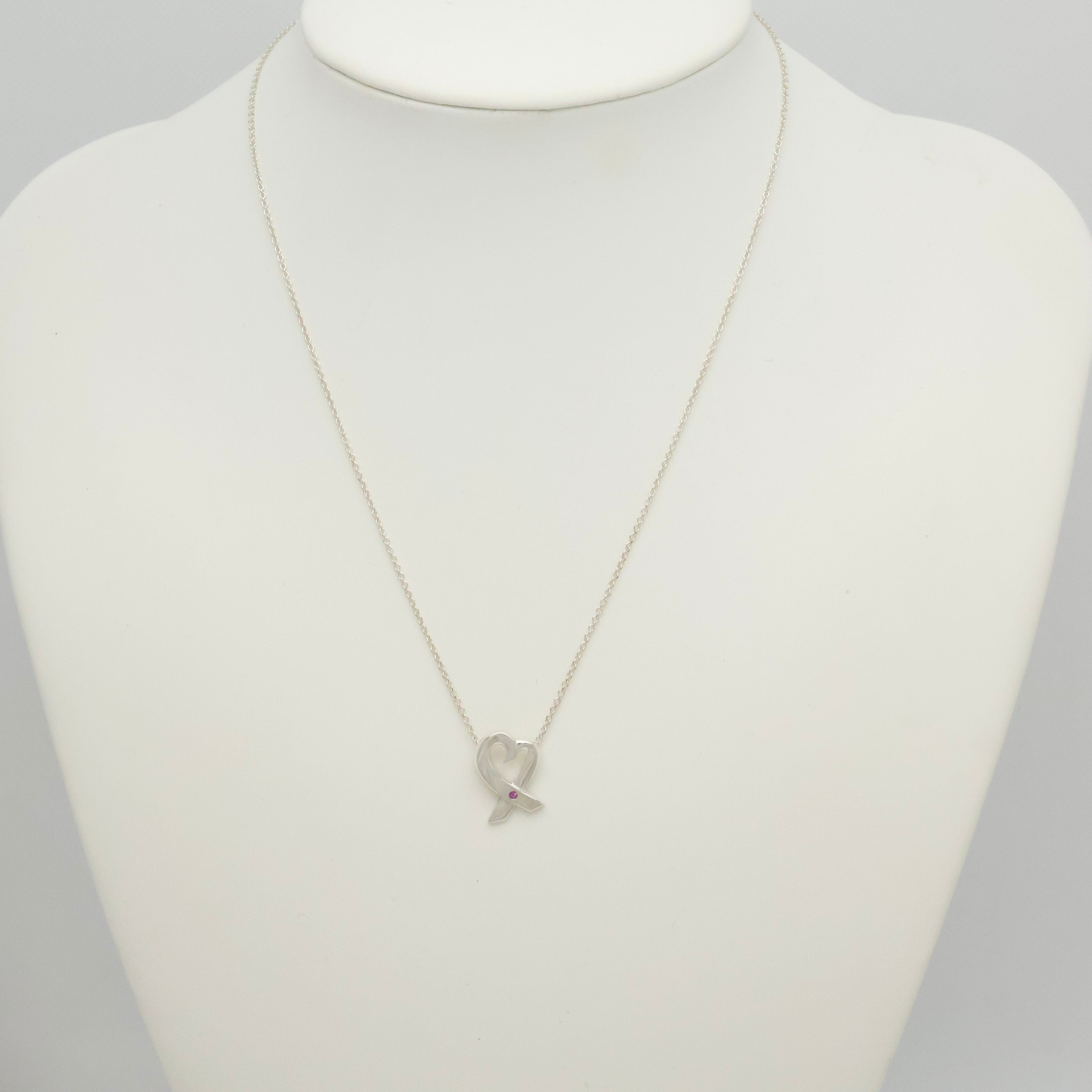 TIFFANY&Co. ラビング ハート 1P ピンクサファイア パロマピカソ ネックレス AG925