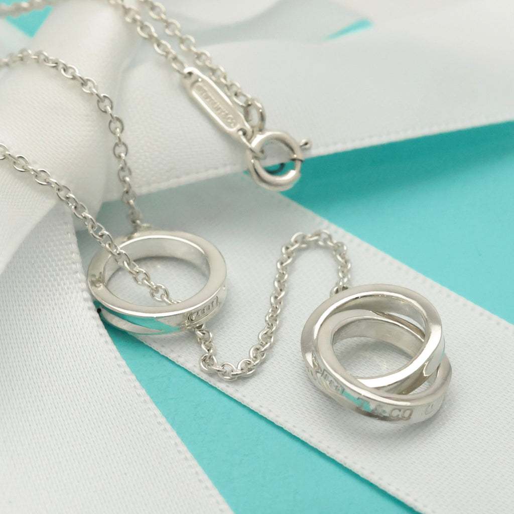 Tiffany & Co. 1837 Interlocking Circles Lariat Necklace Sterling Silver 925