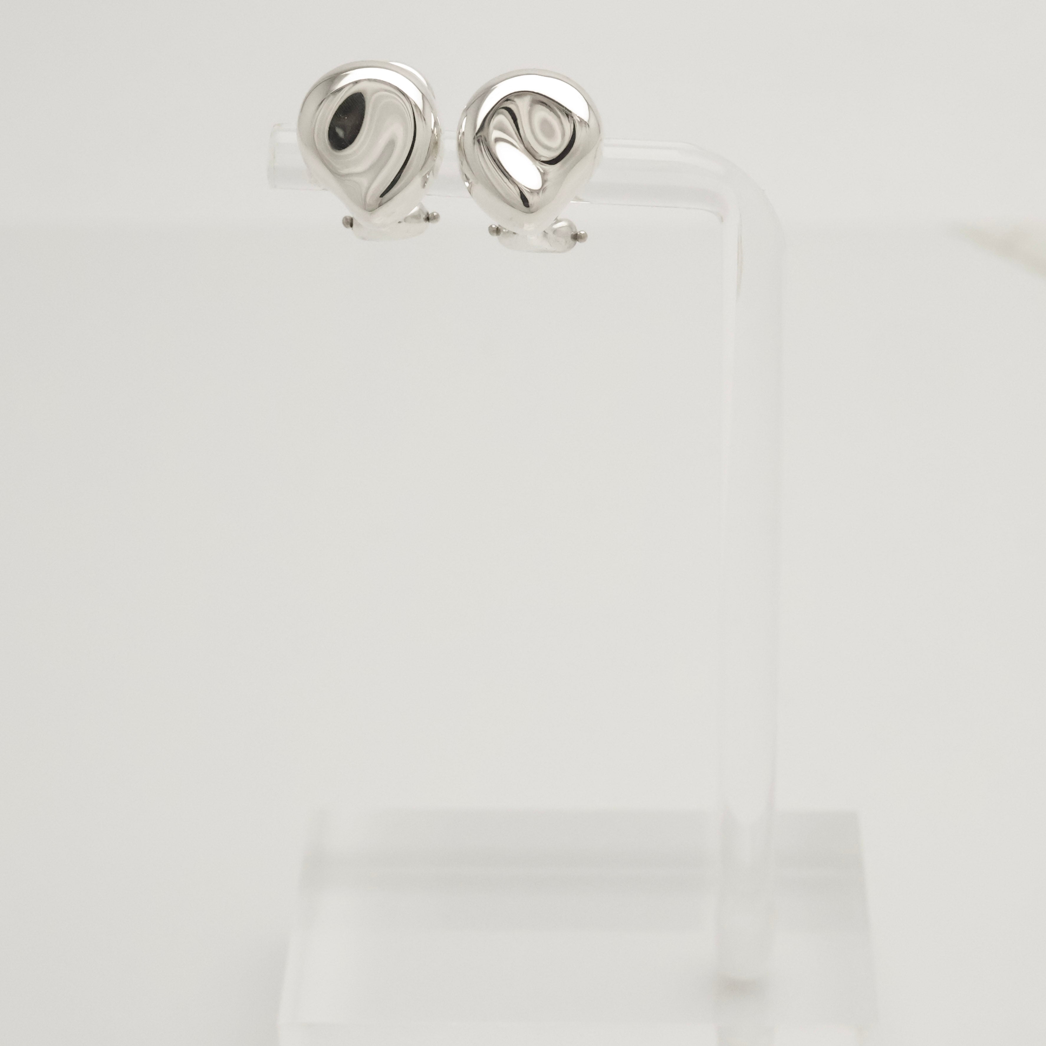  Tiffany & Co. Elsa Peretti Nugget Clip-On Earrings Sterling Silver 925 