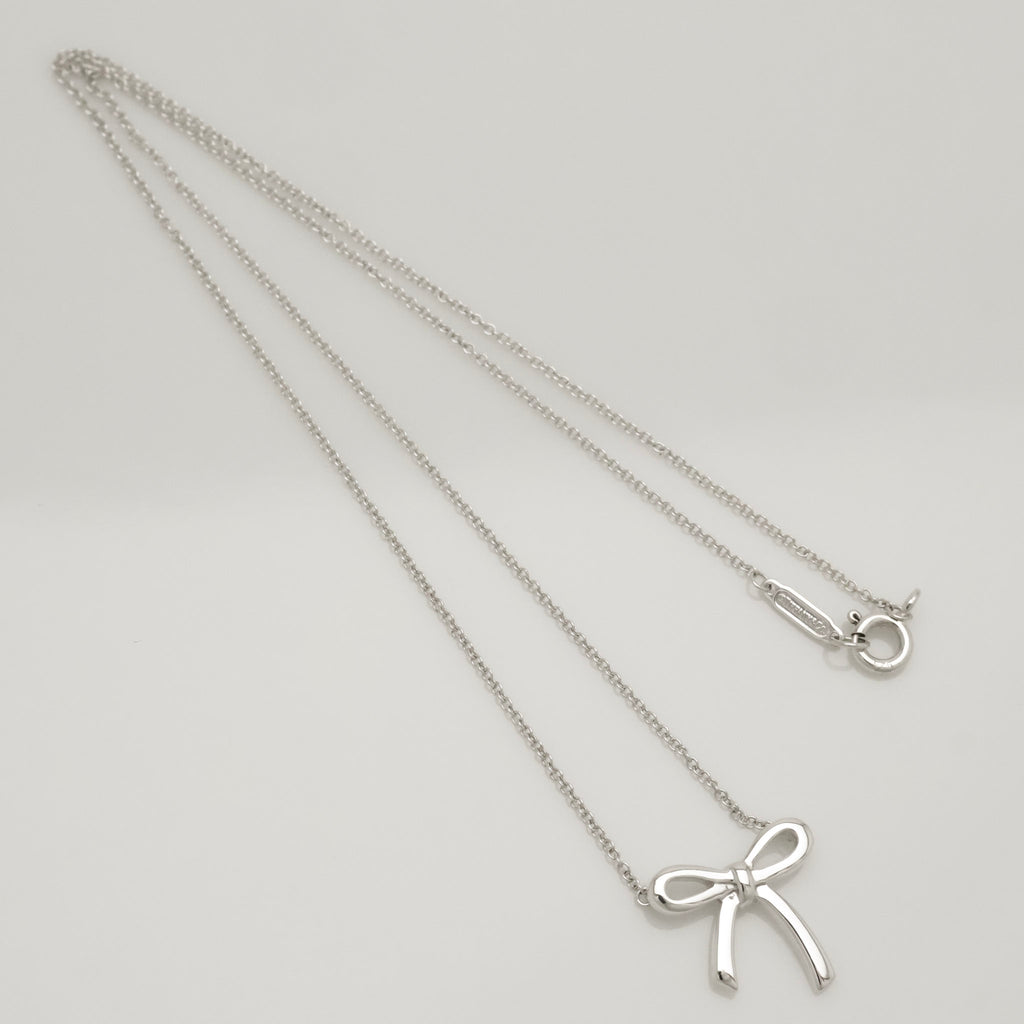 Tiffany & Co. Ribbon Bow Necklace Pendant  Sterling Silver 925 
