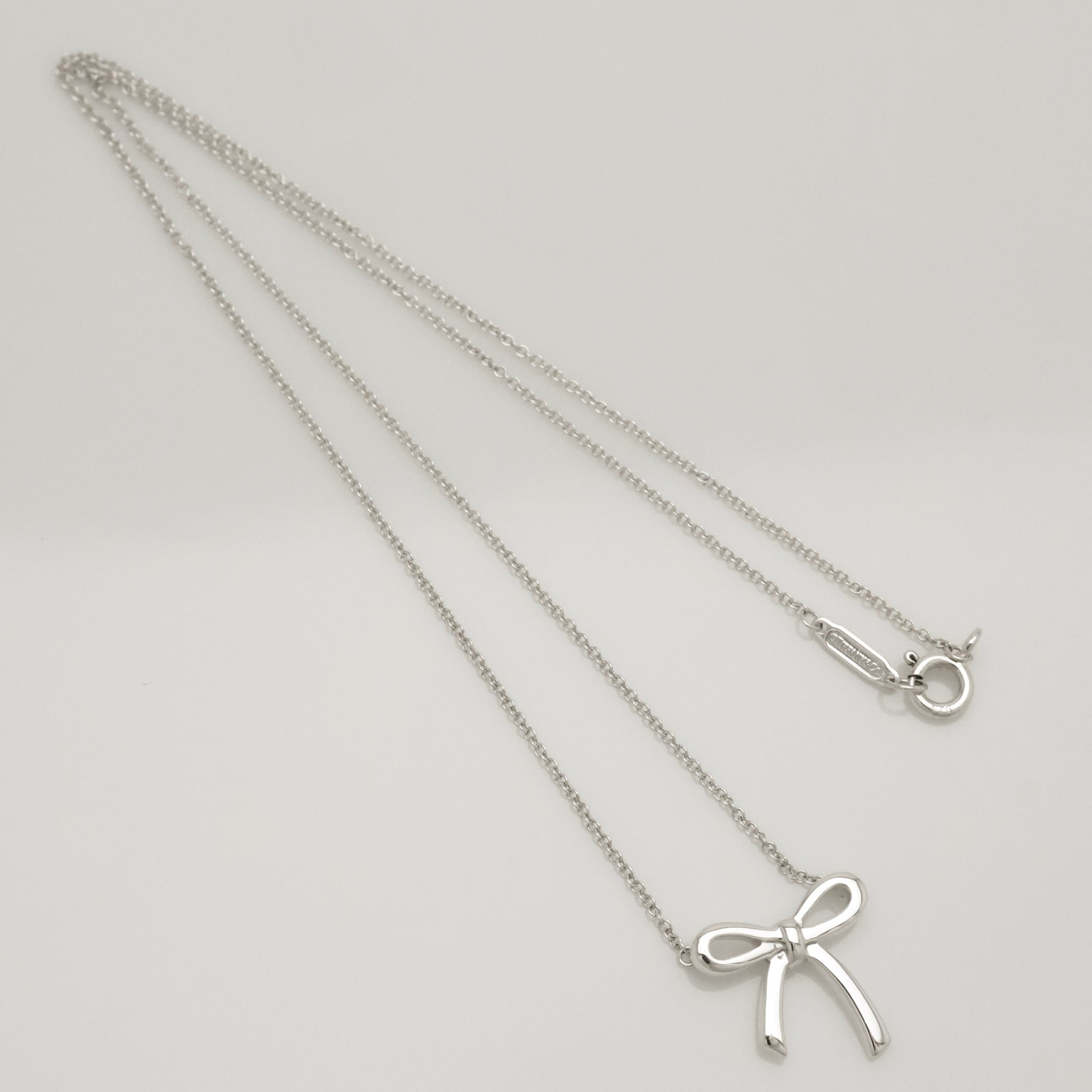 Tiffany & Co. Ribbon Bow Necklace Pendant  Sterling Silver 925 
