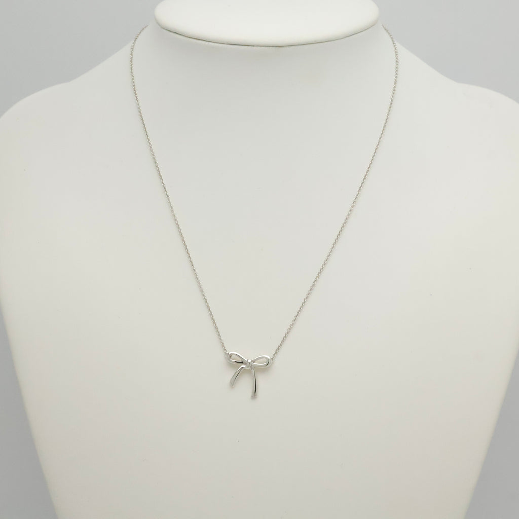 Tiffany & Co. Ribbon Bow Necklace Pendant  Sterling Silver 925 